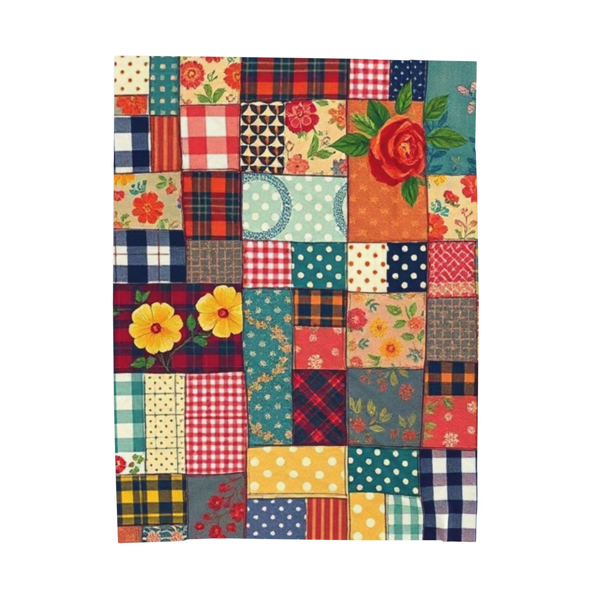 Classic Patches Velveteen Plush Blanket Vintage style print