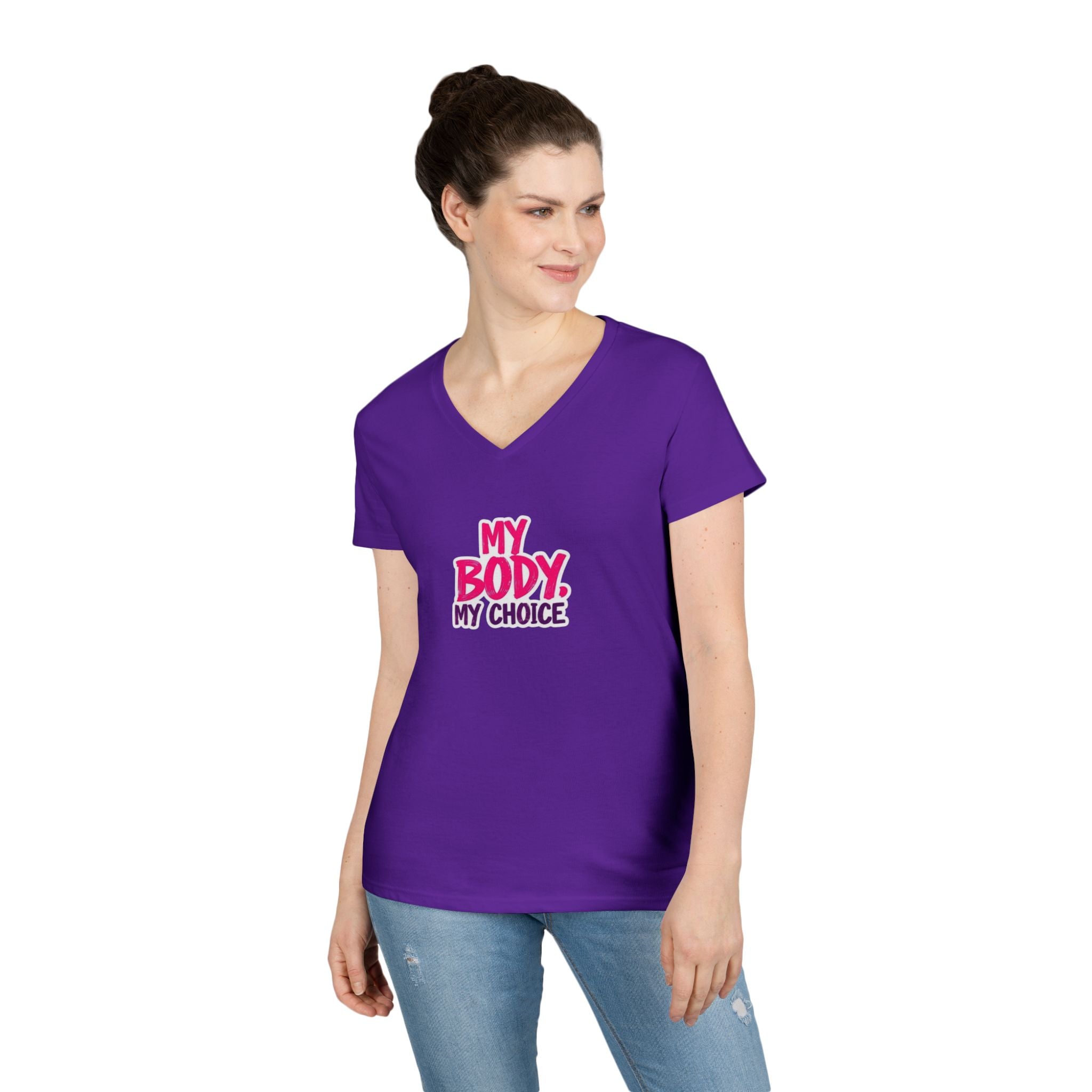 Empowerment V-Neck T-Shirt - "My Body, My Choice"