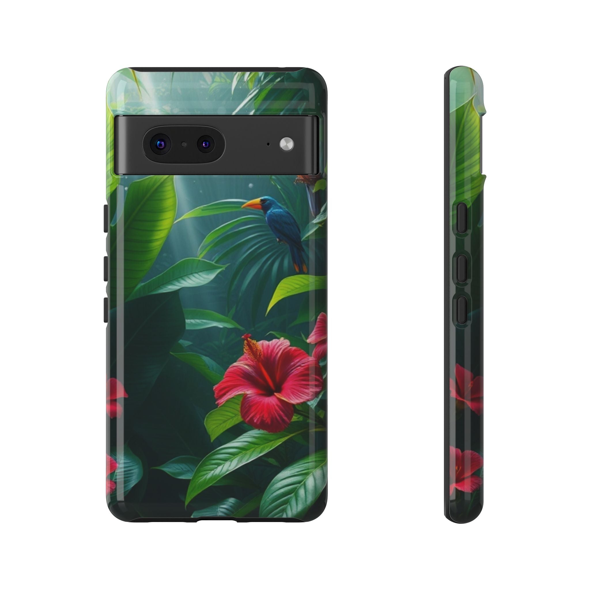 Android OR iPhone Compatible Cases - Tropical Flower & Bird Design - Unique Tough Cases