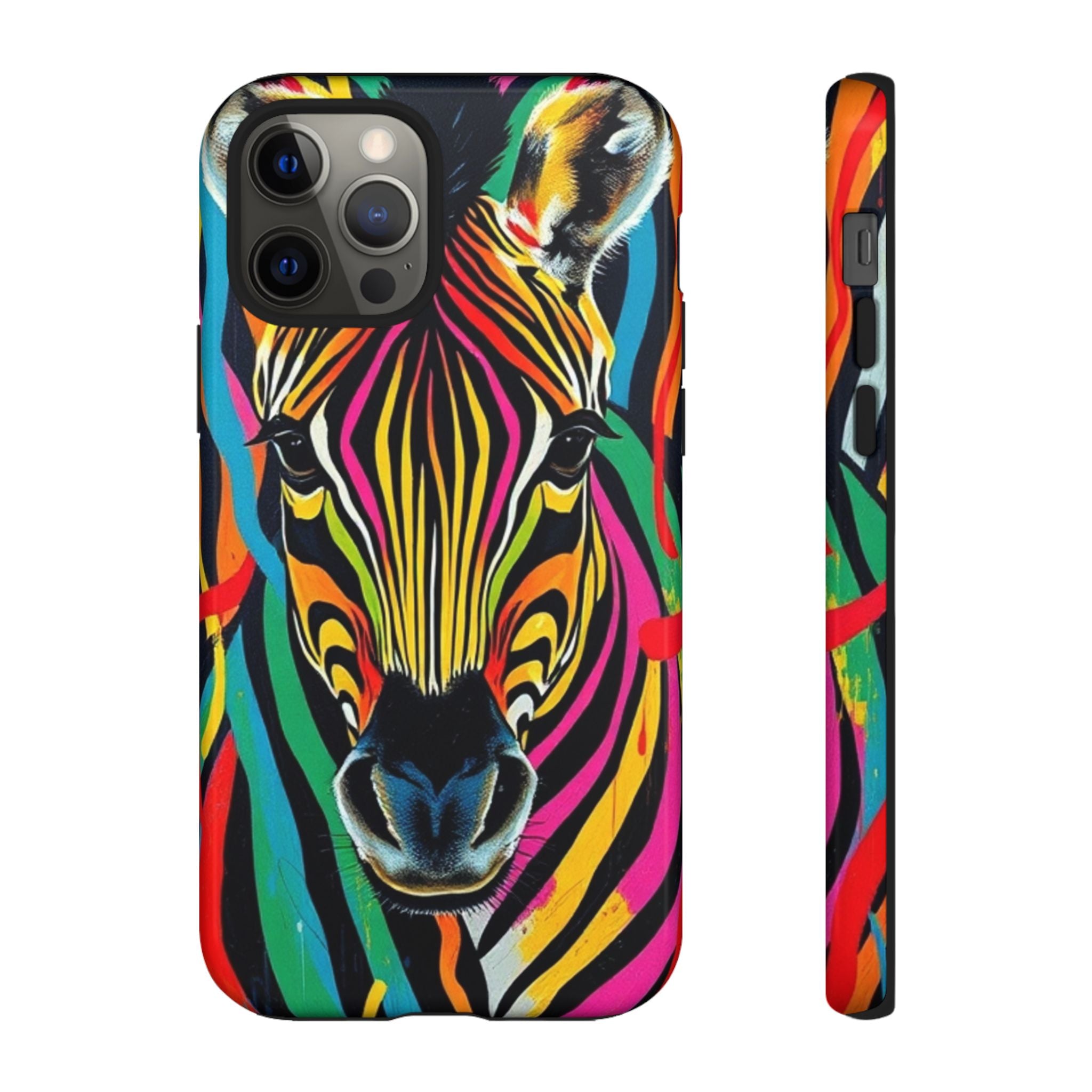 Android OR iPhone Compatible Cases - Rainbow Zebra Design - Unique Tough Cases