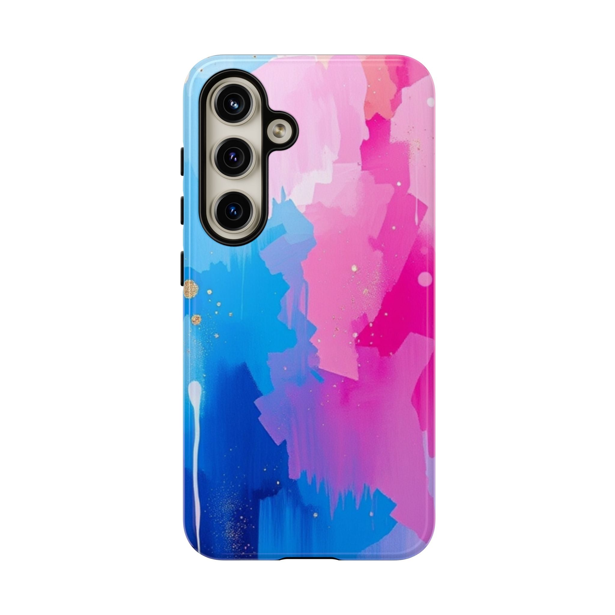 Android OR iPhone Compatible Cases - Pink and Blue Color Splash Design