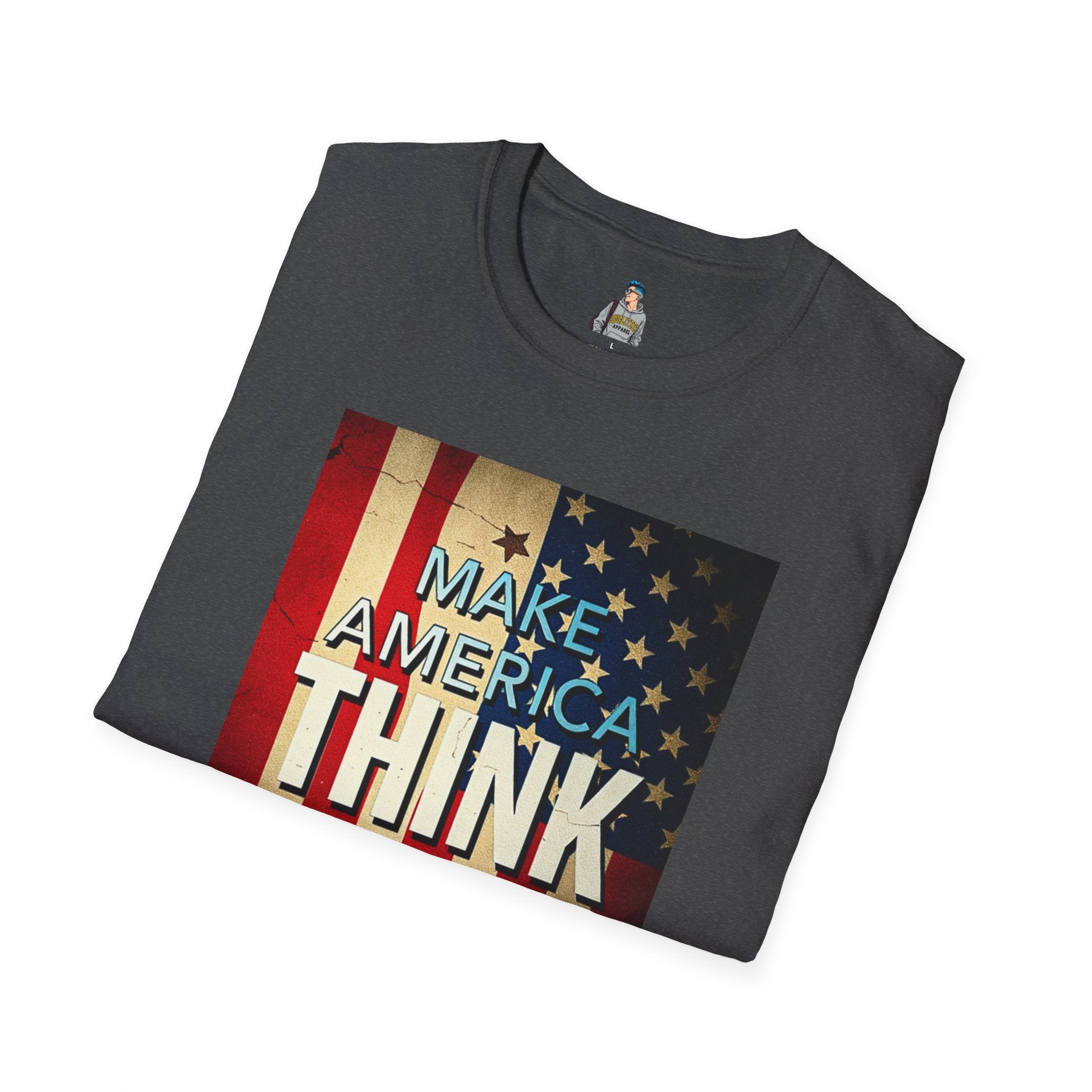 American Patriot Pride Unisex Softstyle T-Shirt, Make America Think Again Political Tee