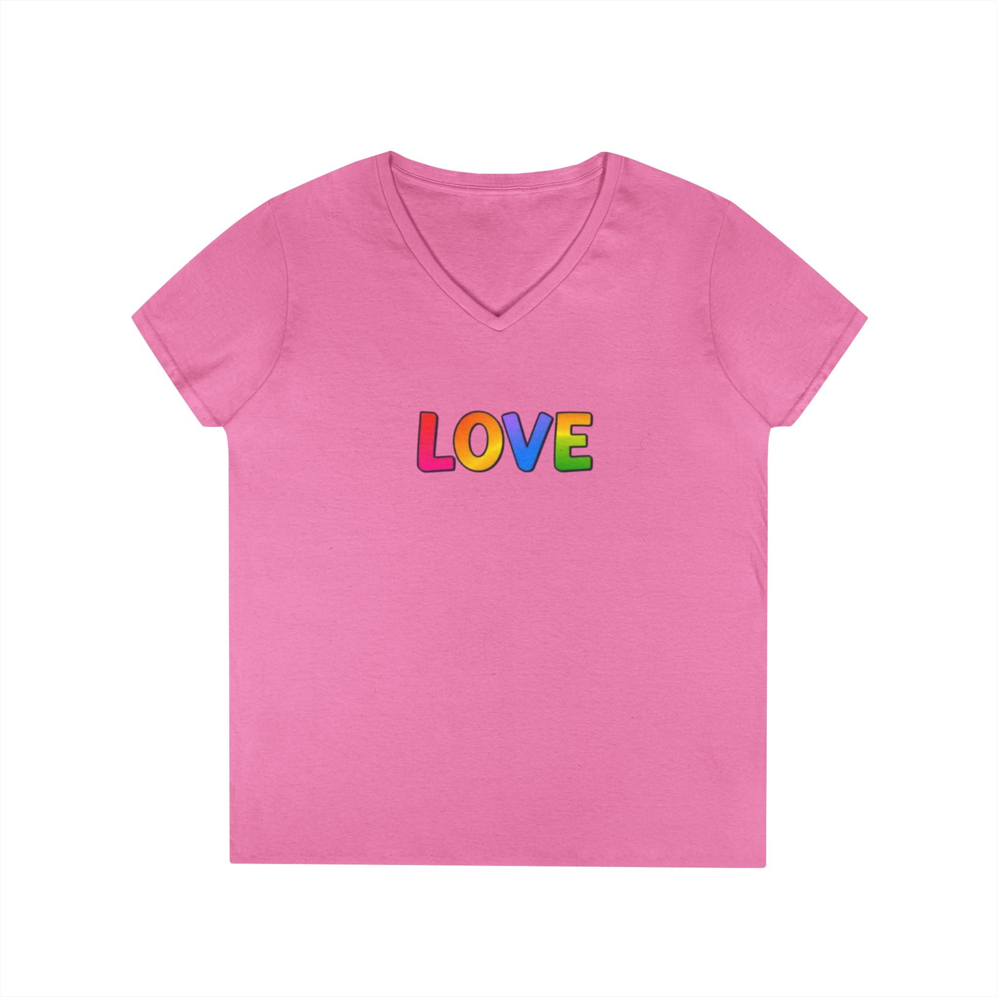 Colorful Love Ladies' V-Neck T-Shirt - Perfect for Everyday Wear and Celebrations