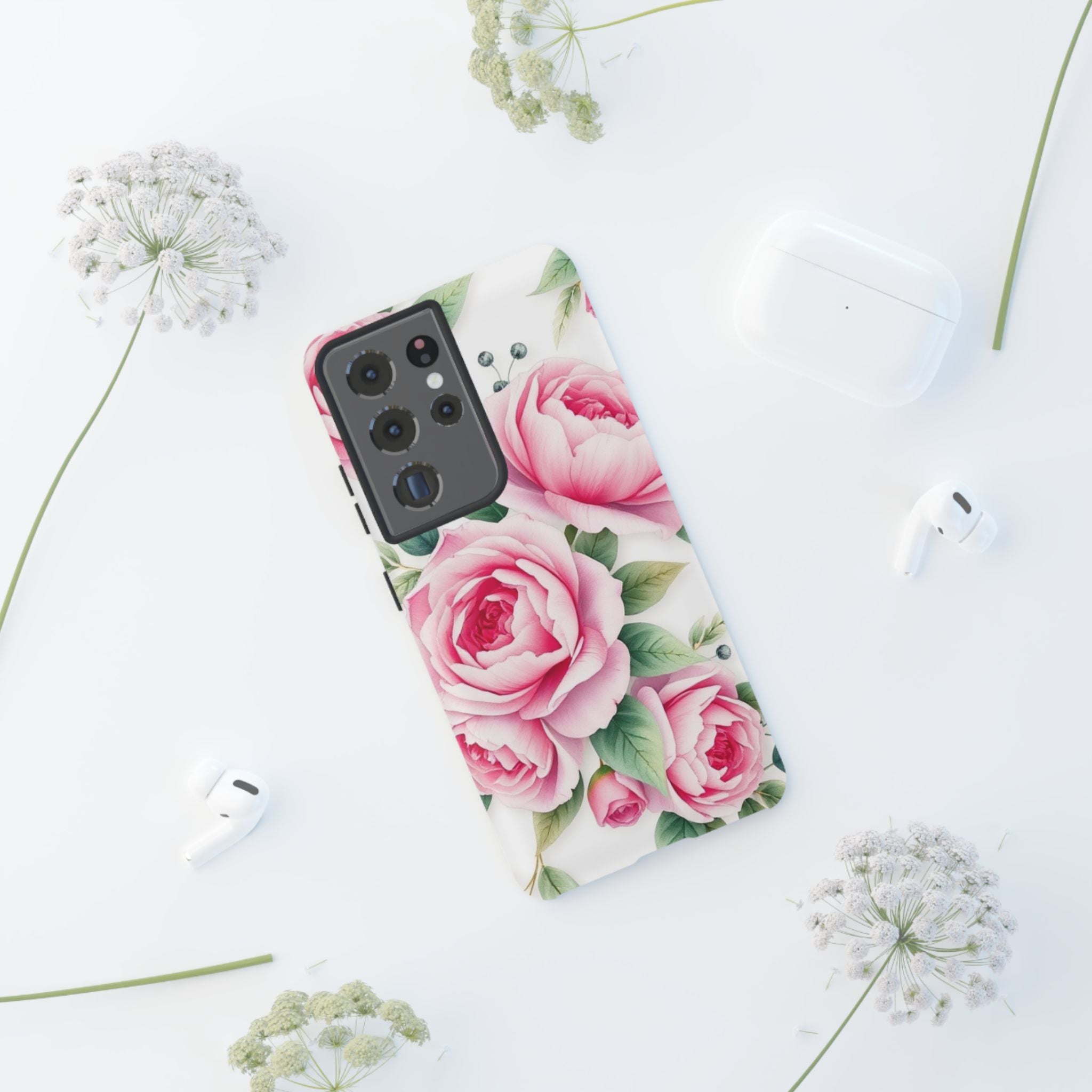 Android OR iPhone Compatible Cases - Pink Flower Design - Unique Tough Cases