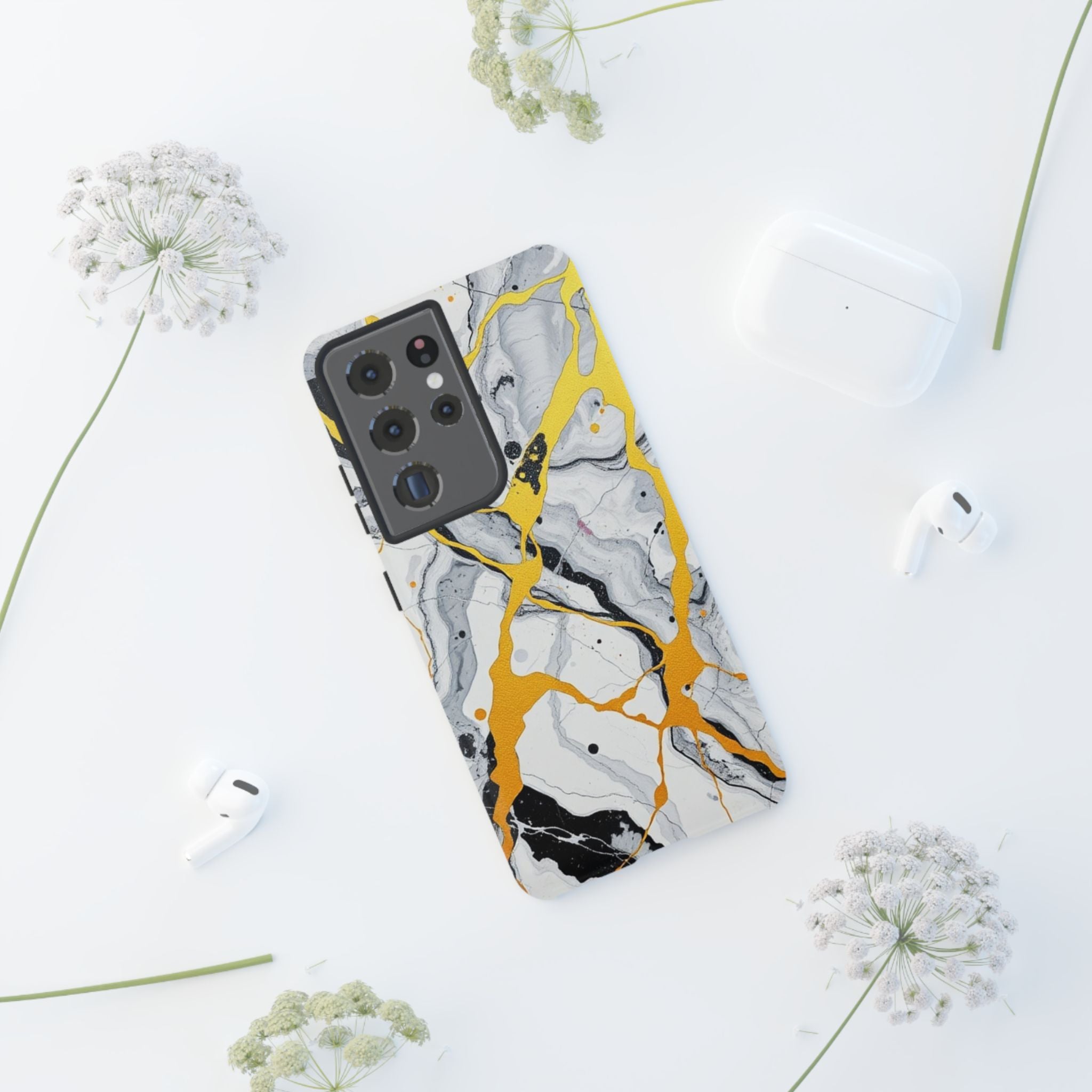 Beautiful Marble and Gold Design Tough Cases For Android & iPhone