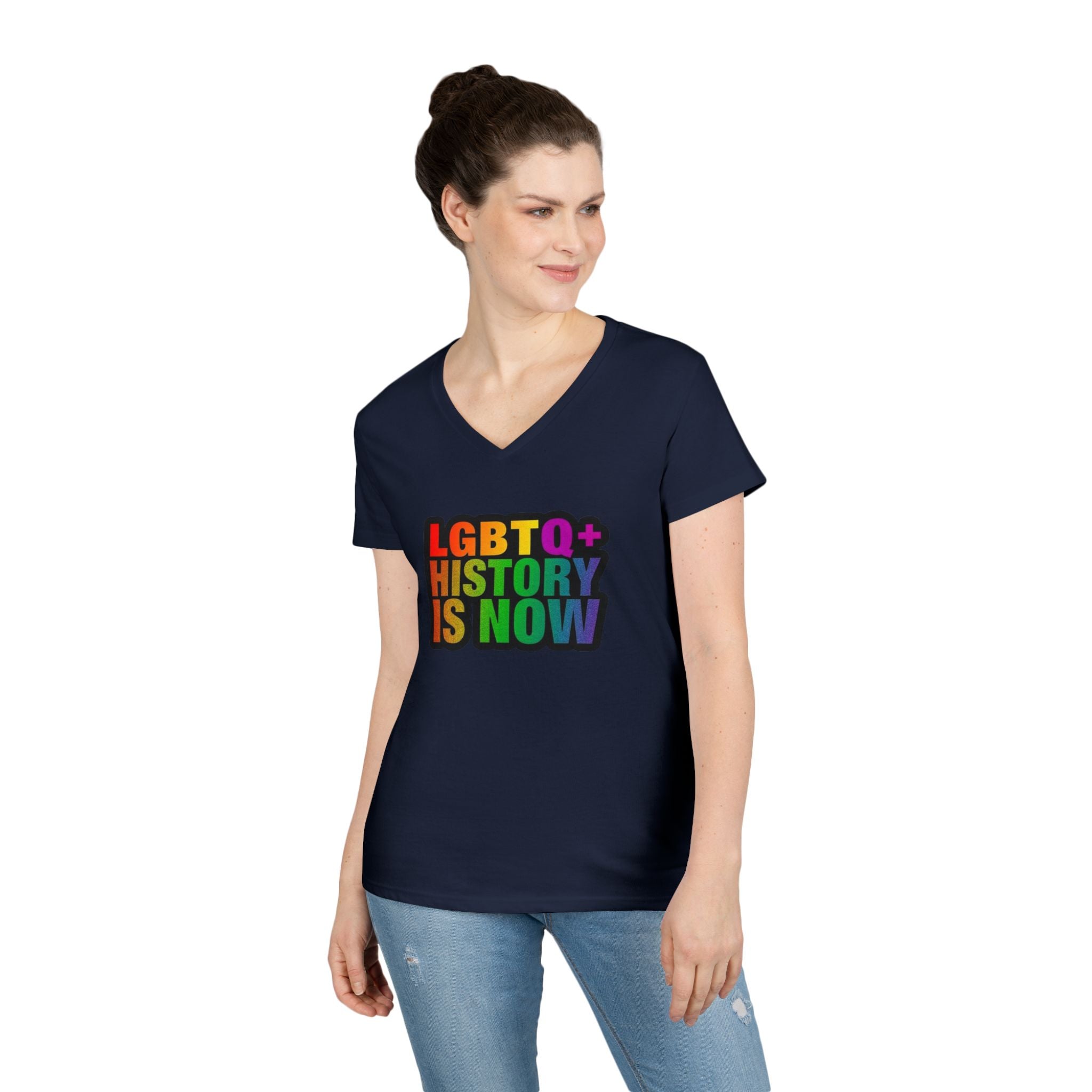 LGBTQ+ History V-Neck T-Shirt for Pride and Awareness