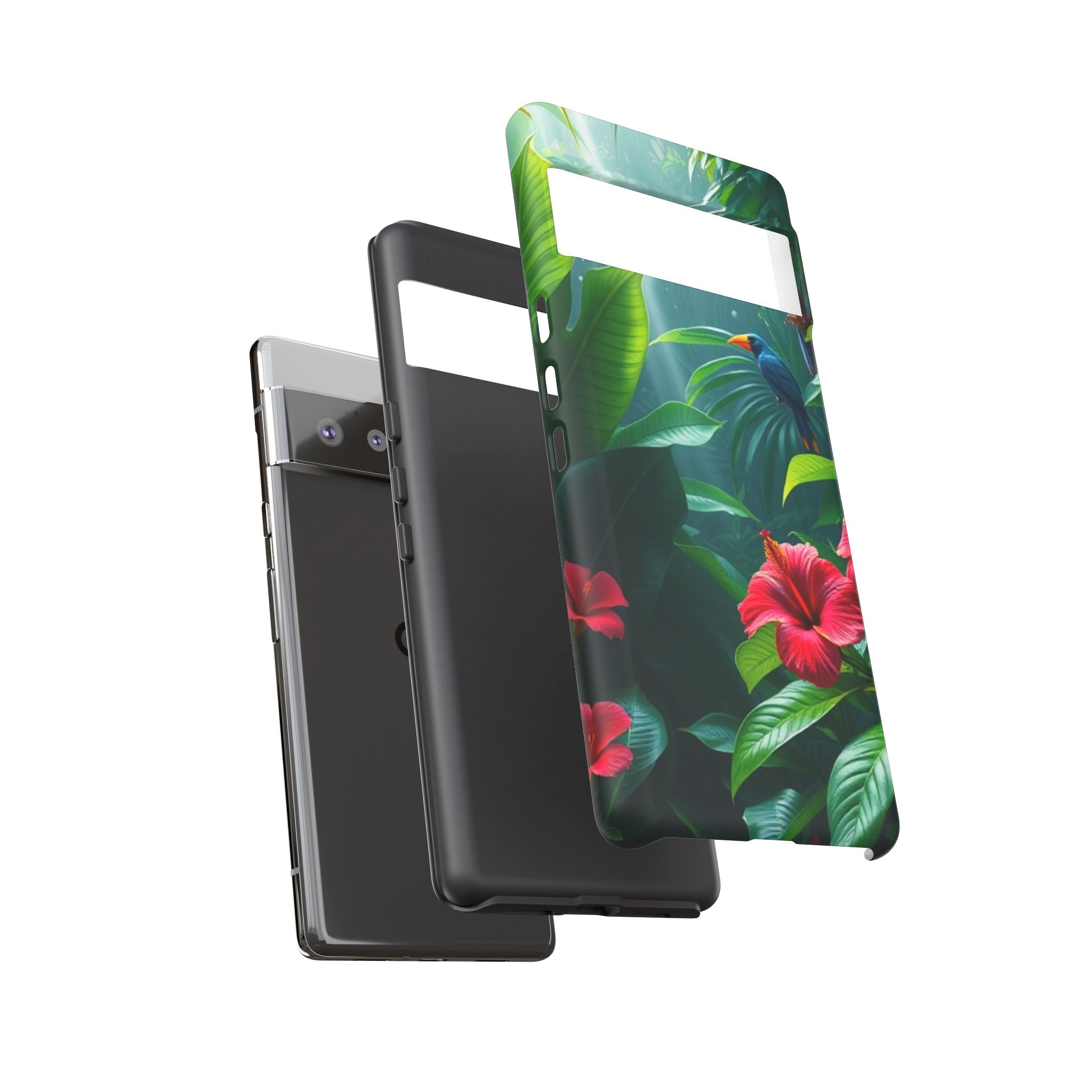 Android OR iPhone Compatible Cases - Tropical Flower & Bird Design - Unique Tough Cases