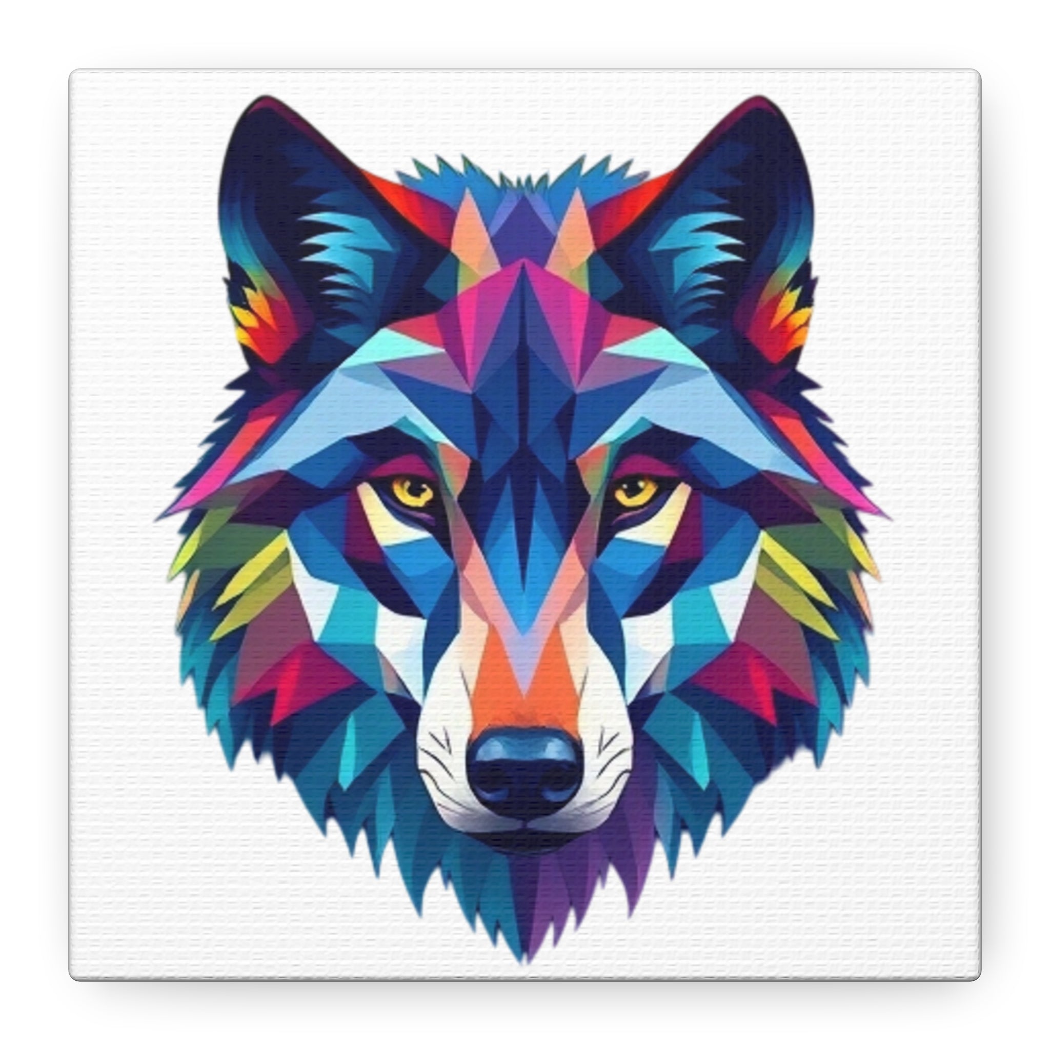 Colorful Wolf Art Canvas - Vibrant Stretched Wall Decor for Nature Lovers