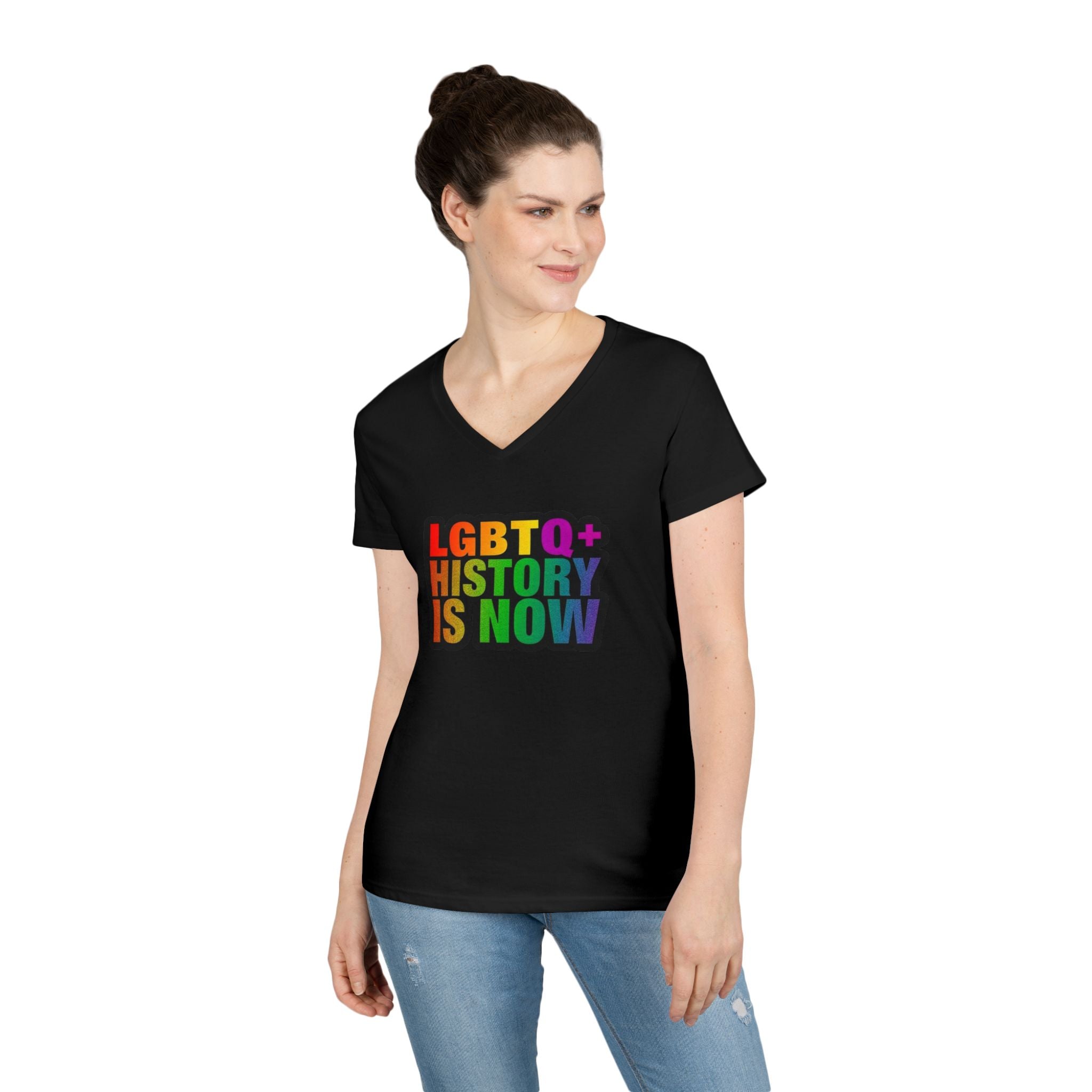 LGBTQ+ History V-Neck T-Shirt for Pride and Awareness