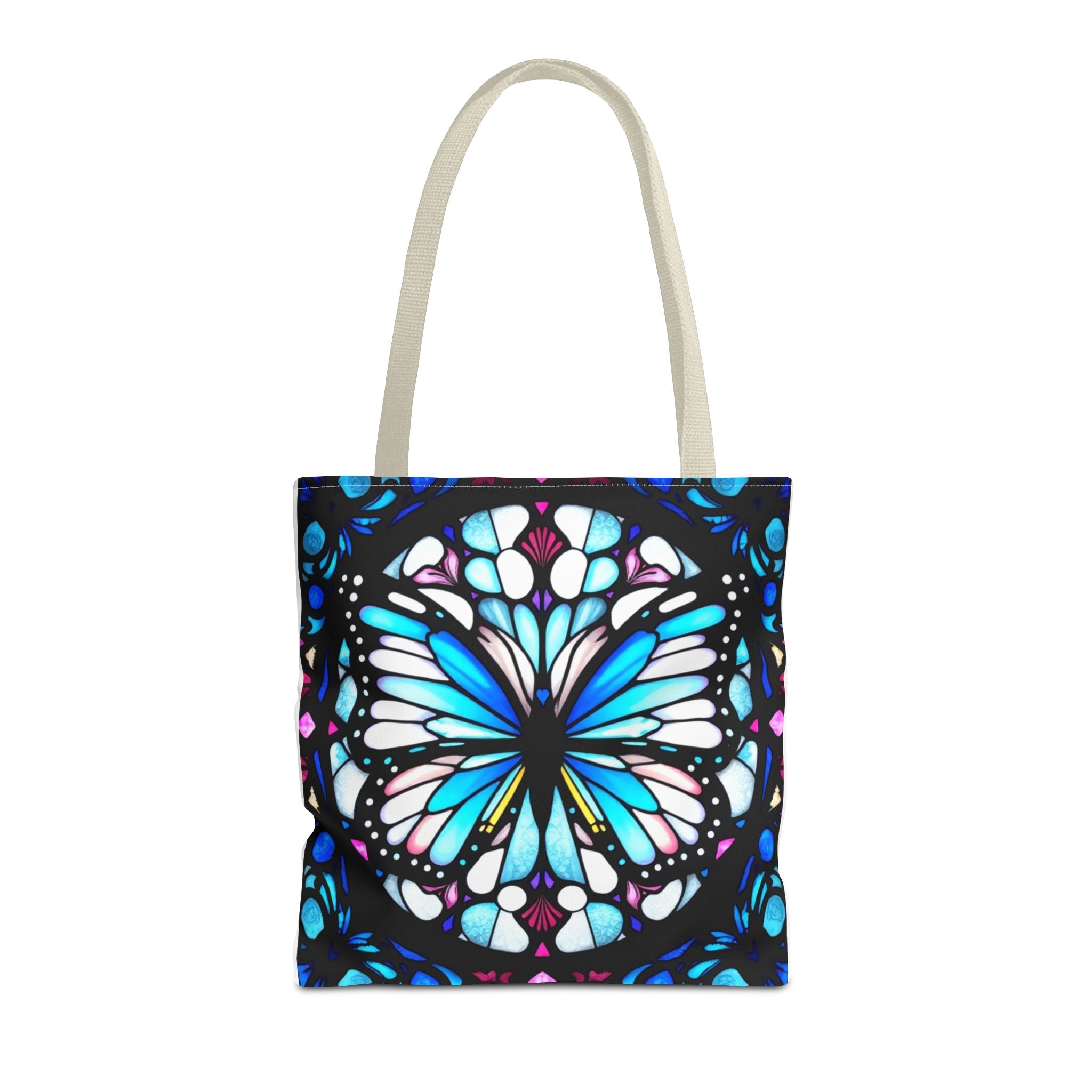Colorful Butterfly Stained Glass Design Tote Bag