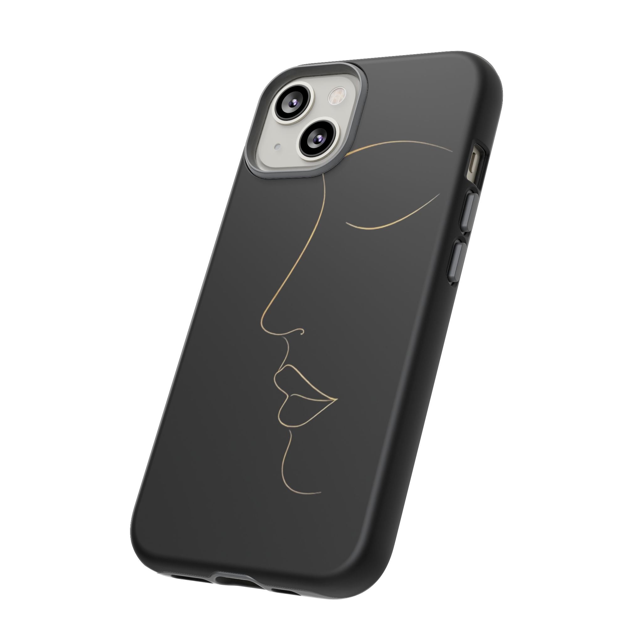 Android OR iPhone Compatible Cases - Gold Line Face Design - Unique Tough Cases
