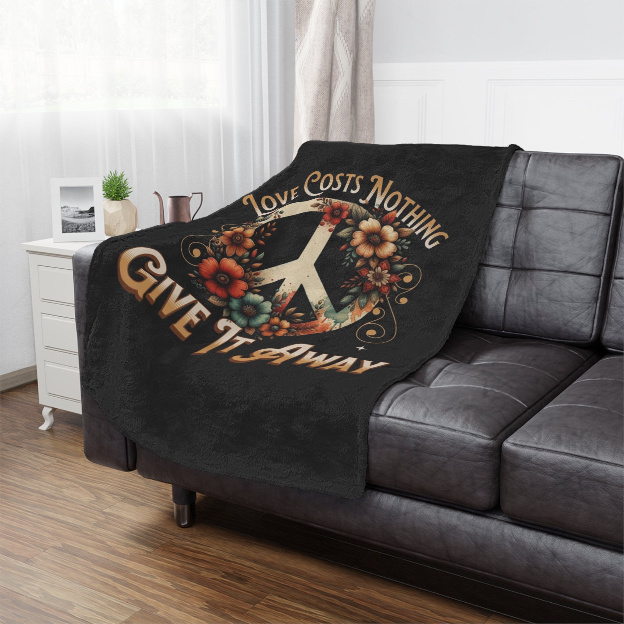 Grow Peace, Love Costs Nothing Give It Away - Microfiber Blanket