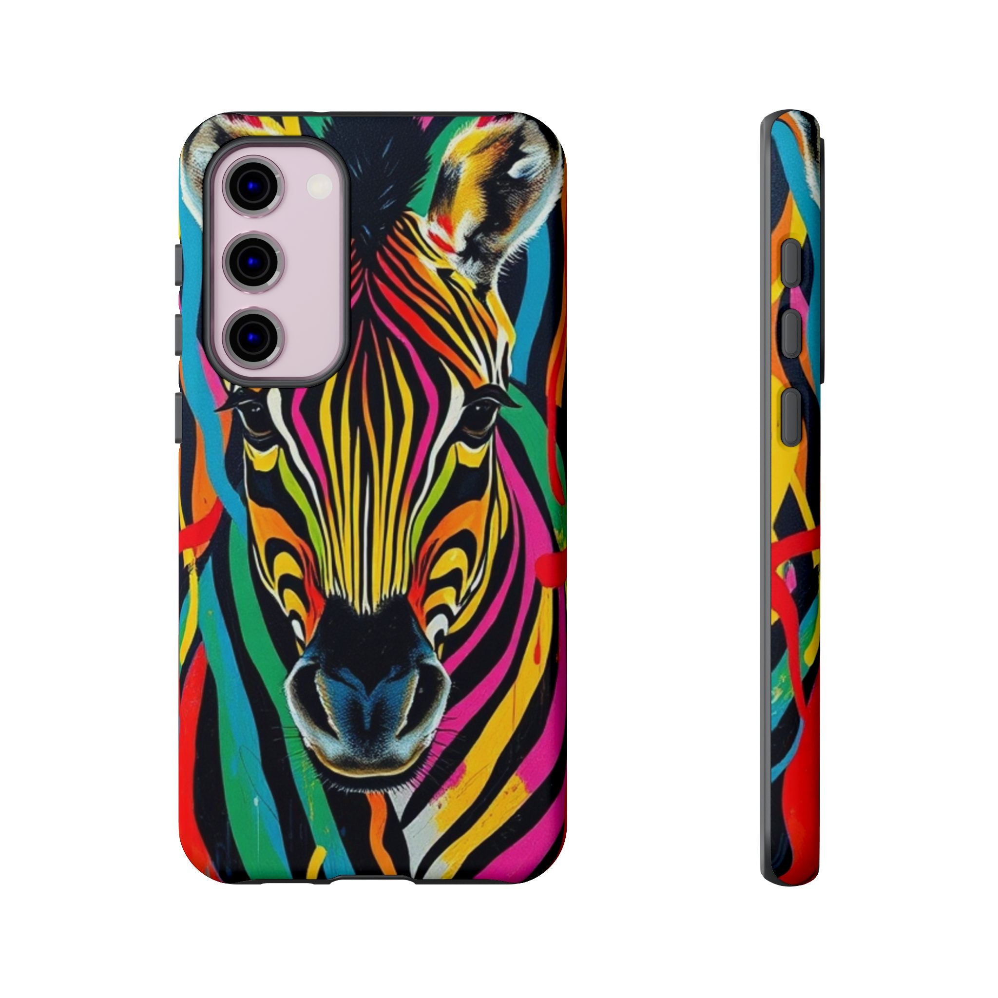 Android OR iPhone Compatible Cases - Rainbow Zebra Design - Unique Tough Cases