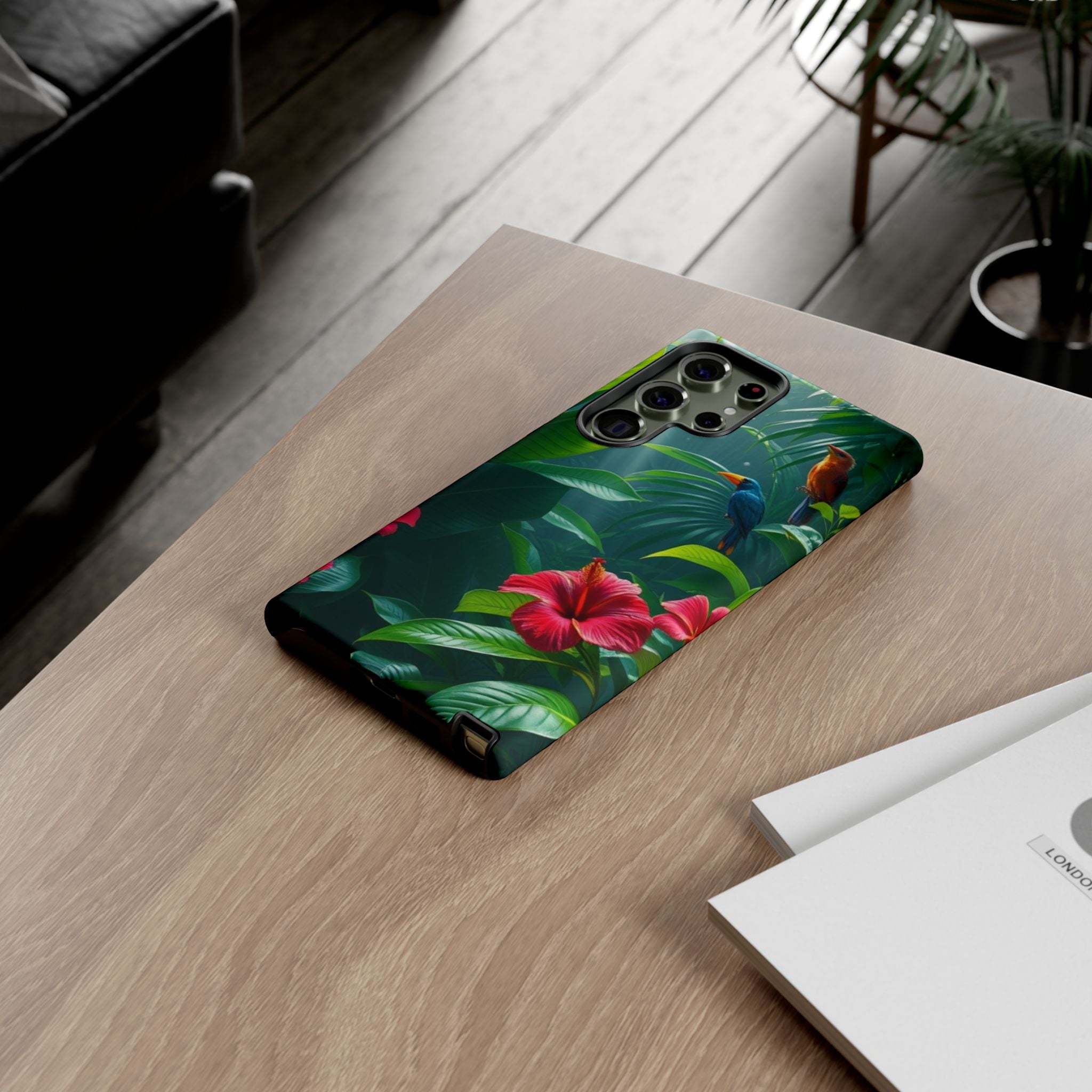 Android OR iPhone Compatible Cases - Tropical Flower & Bird Design - Unique Tough Cases
