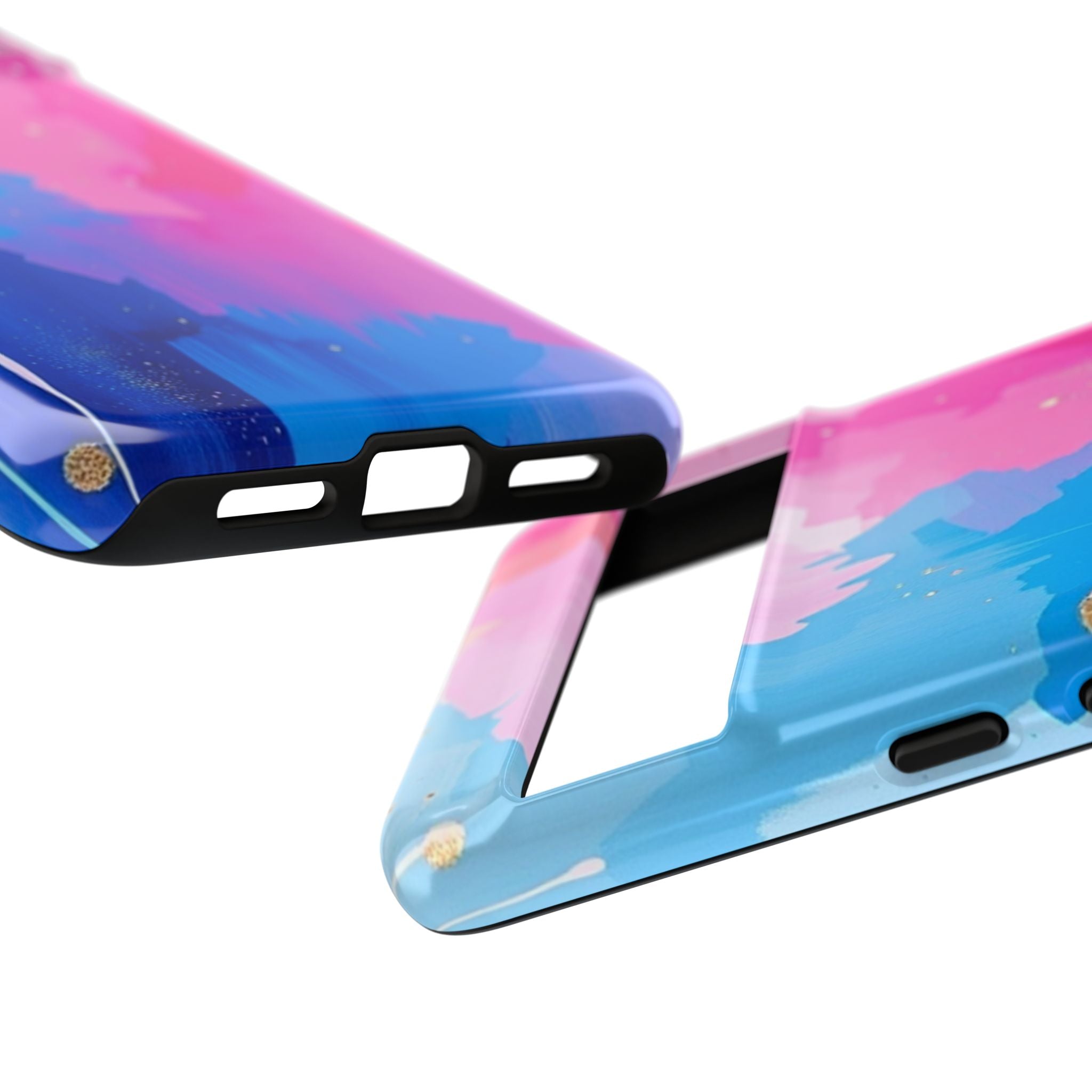 Android OR iPhone Compatible Cases - Pink and Blue Color Splash Design