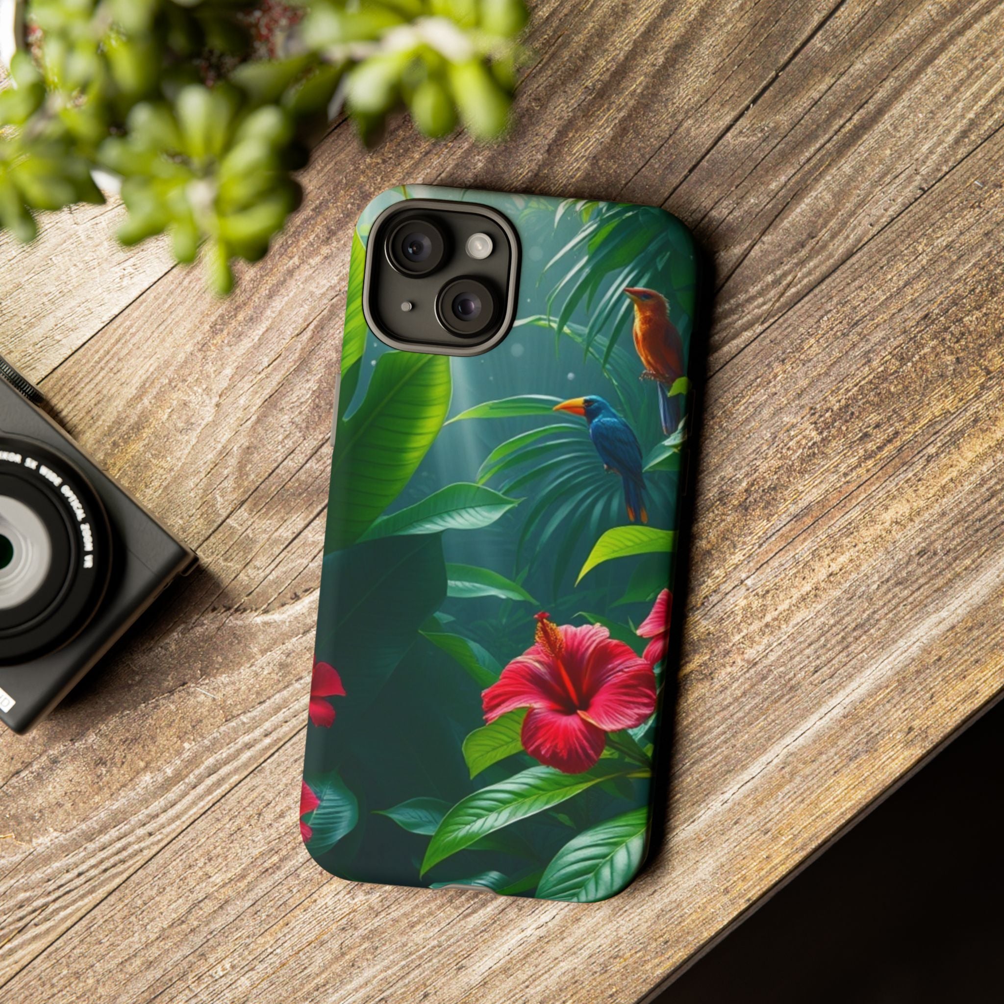 Android OR iPhone Compatible Cases - Tropical Flower & Bird Design - Unique Tough Cases