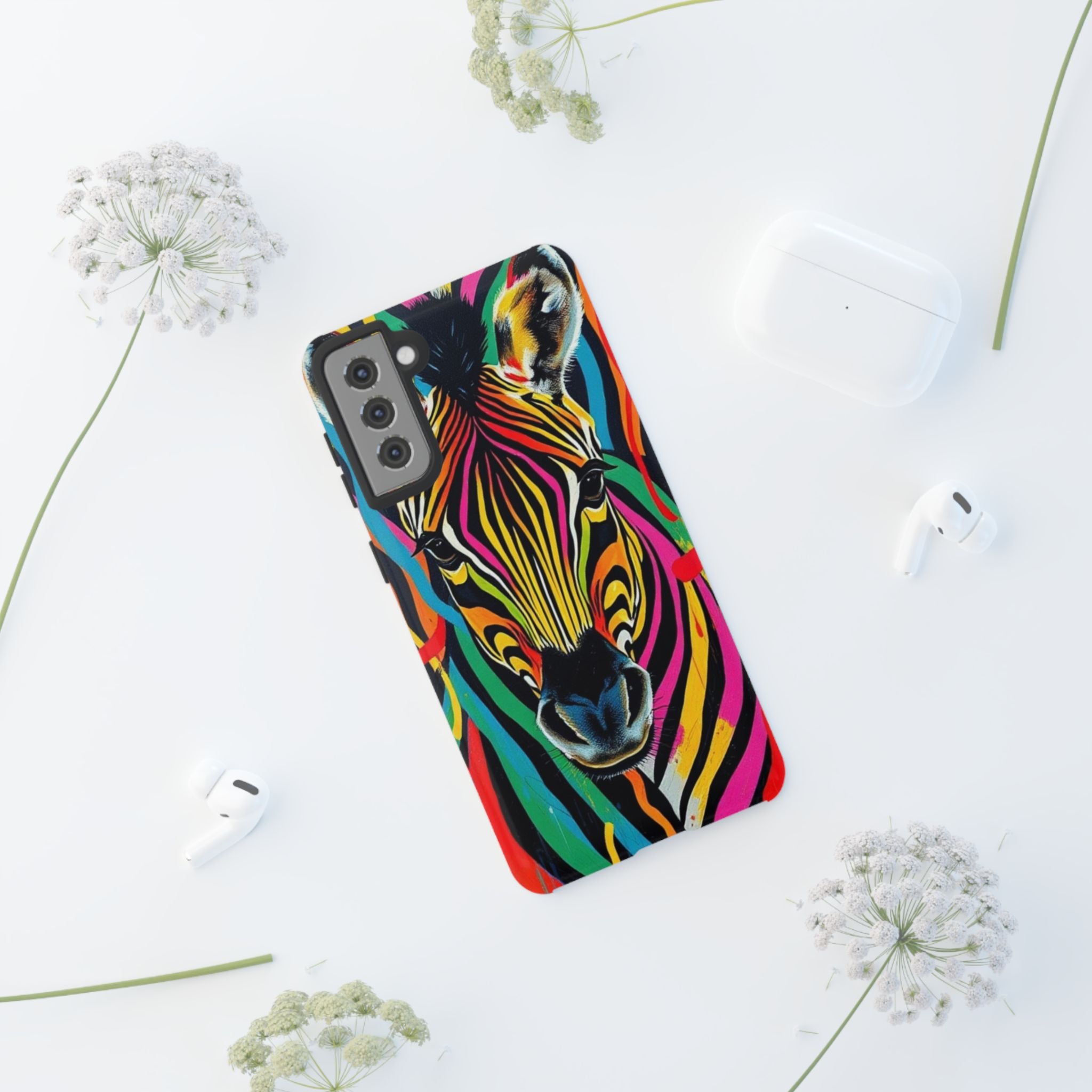 Android OR iPhone Compatible Cases - Rainbow Zebra Design - Unique Tough Cases
