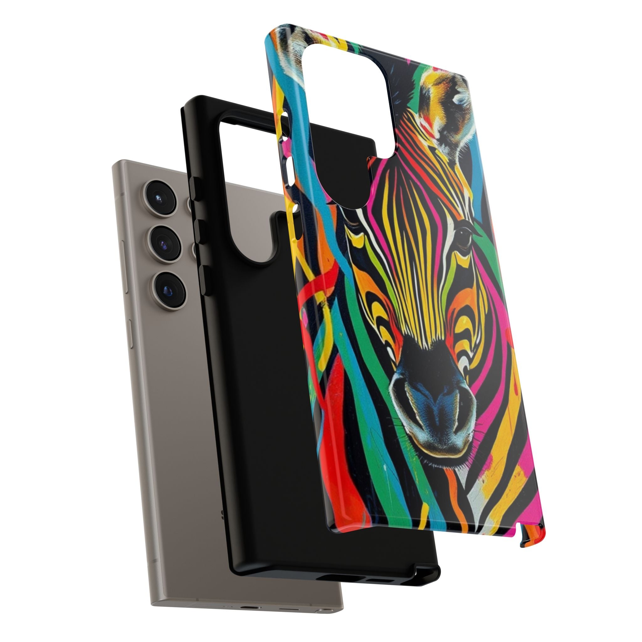 Android OR iPhone Compatible Cases - Rainbow Zebra Design - Unique Tough Cases