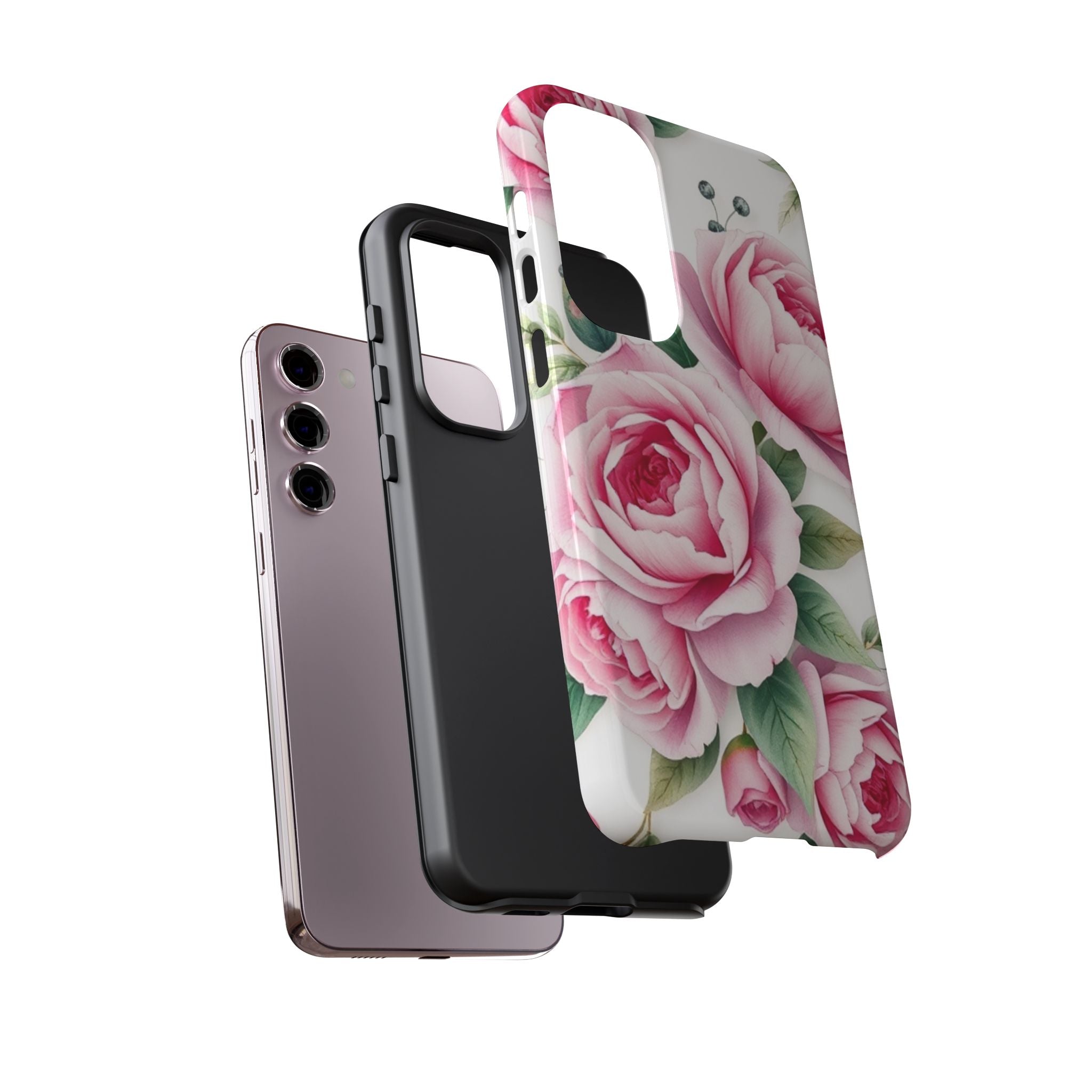 Android OR iPhone Compatible Cases - Pink Flower Design - Unique Tough Cases