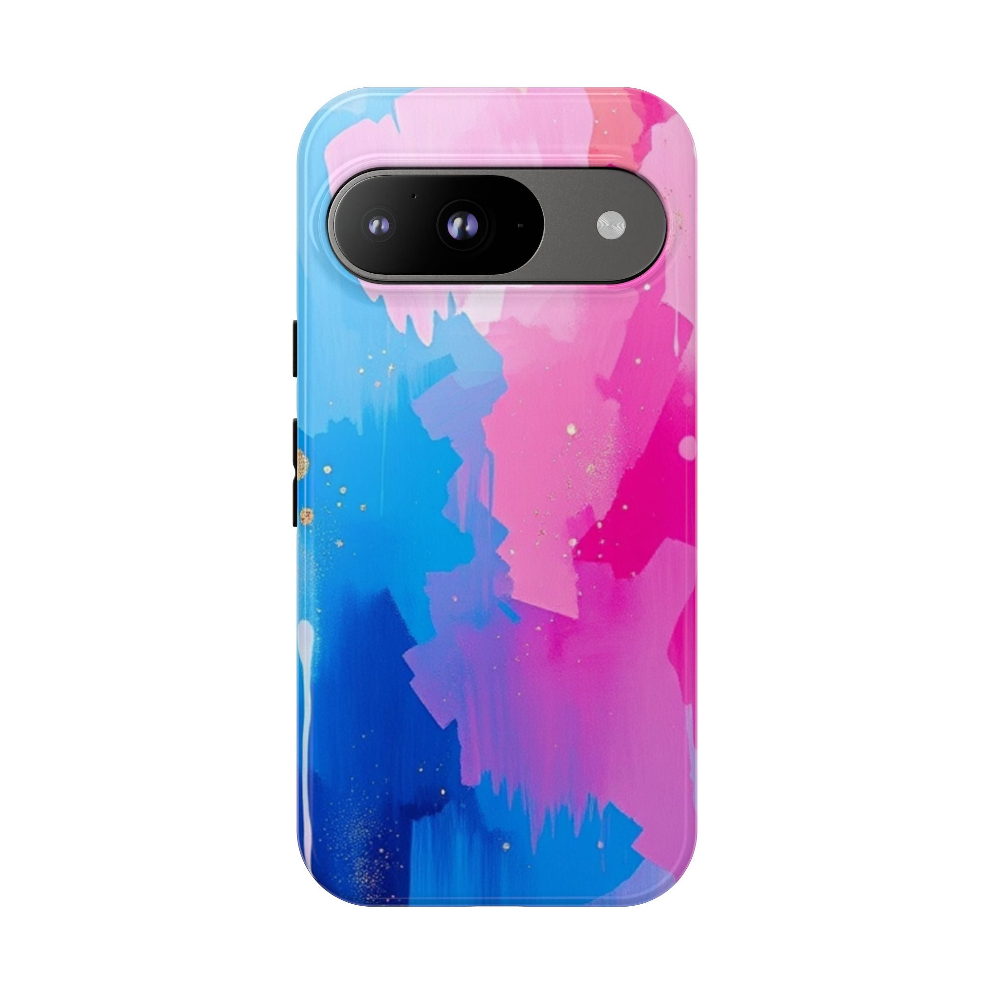 Android OR iPhone Compatible Cases - Pink and Blue Color Splash Design