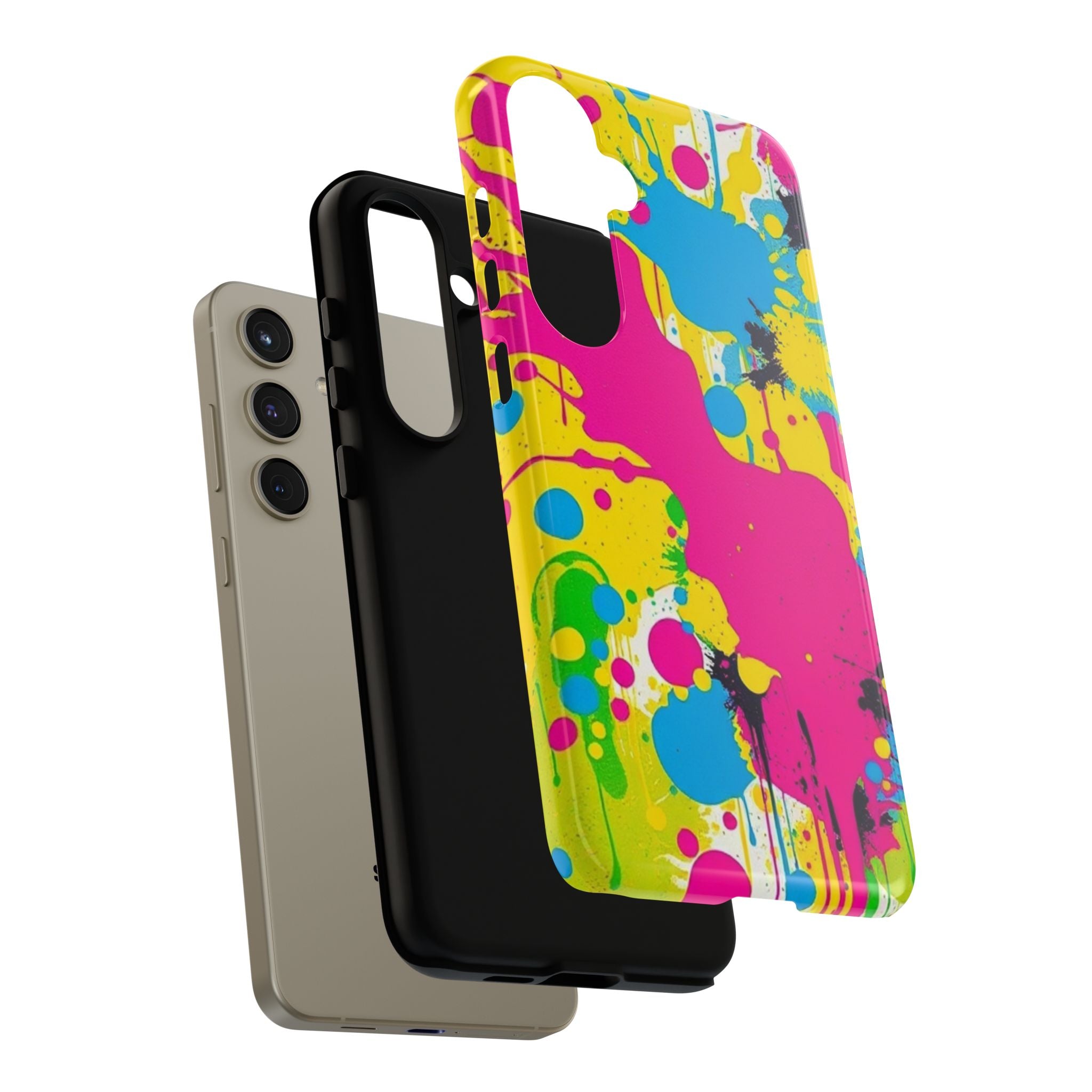 Android OR iPhone Compatible Cases - Crazy Retro Color Splash Design - Unique Tough Cases