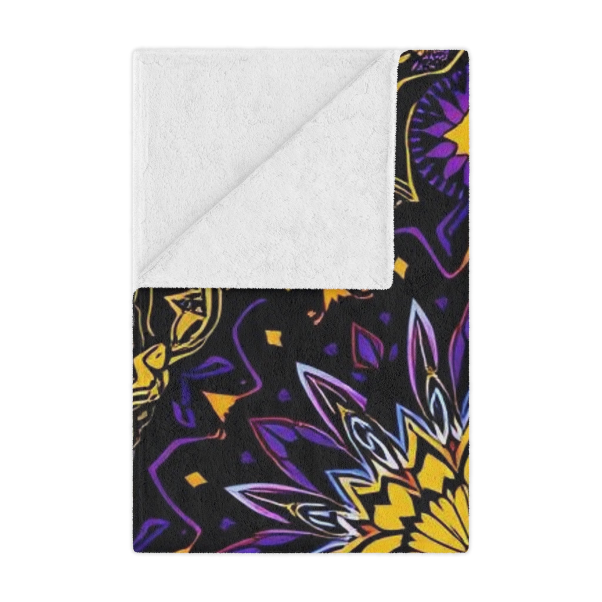 Purple, Yellow & Black mandala design Microfiber Blanket