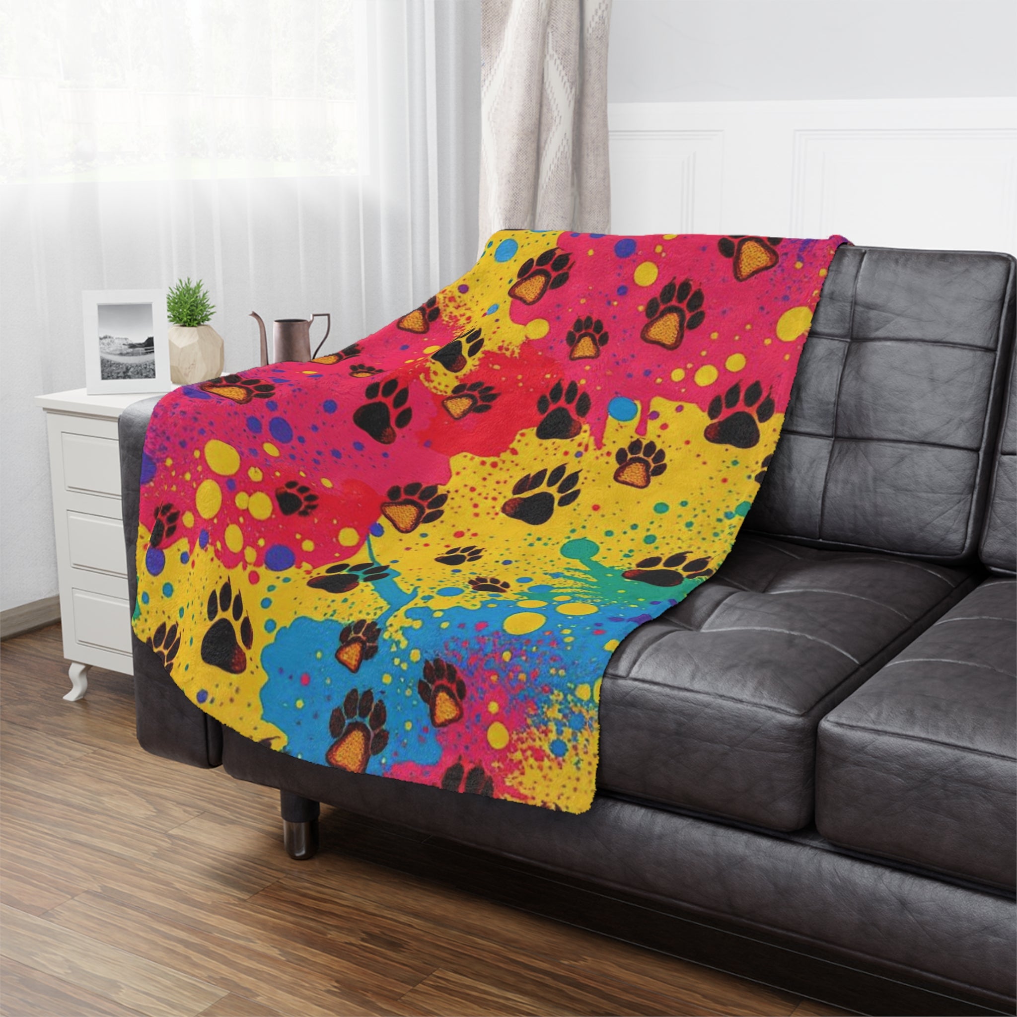 Colorful Puppy Paws - Microfiber Blanket - EqualiTees.Me
