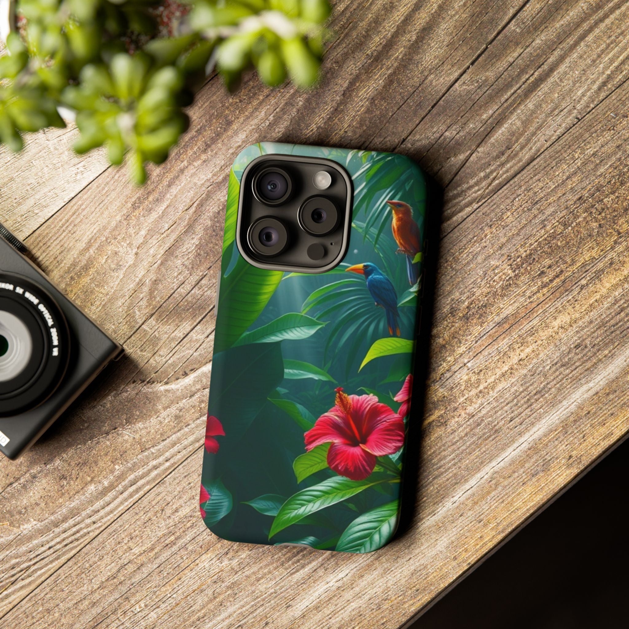 Android OR iPhone Compatible Cases - Tropical Flower & Bird Design - Unique Tough Cases
