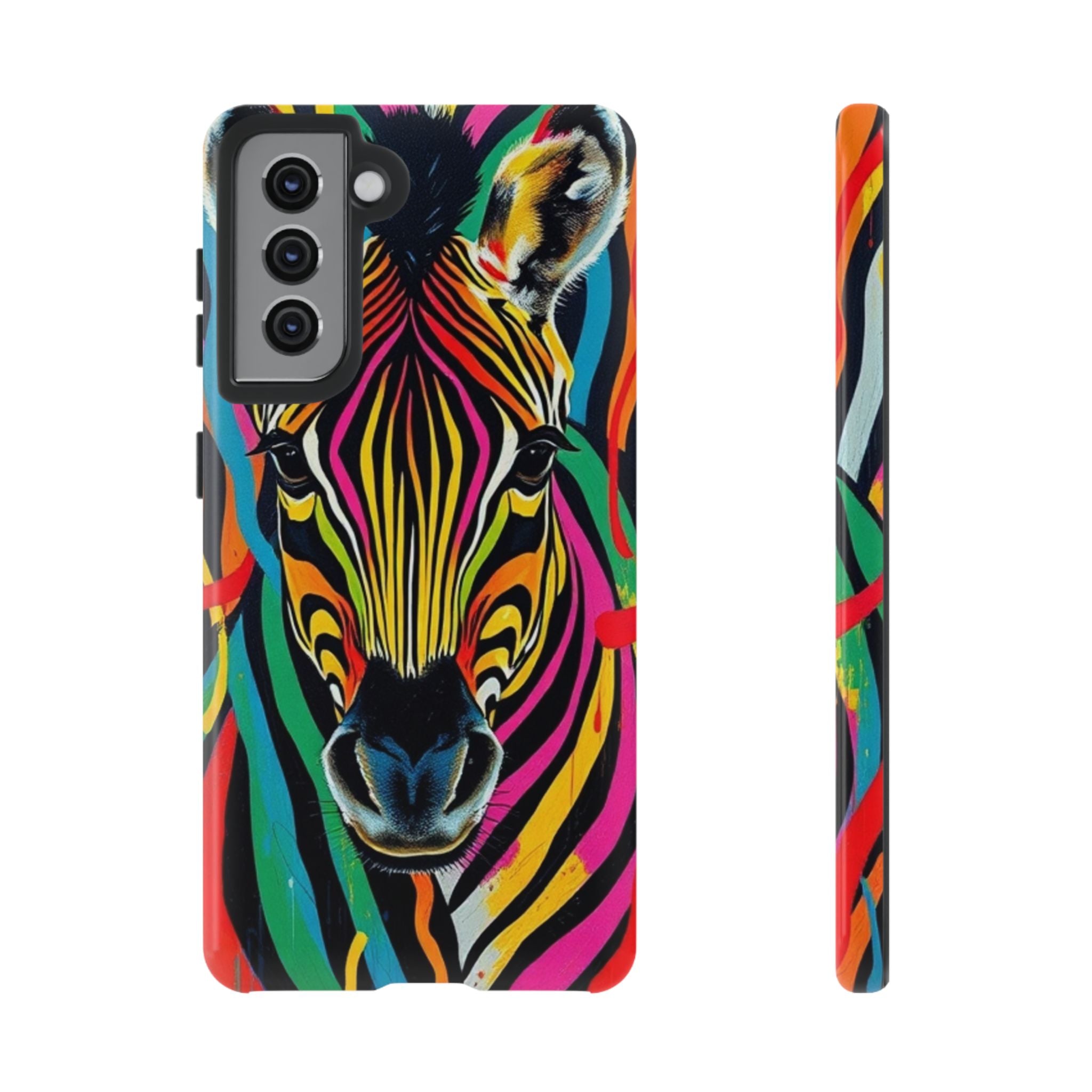 Android OR iPhone Compatible Cases - Rainbow Zebra Design - Unique Tough Cases
