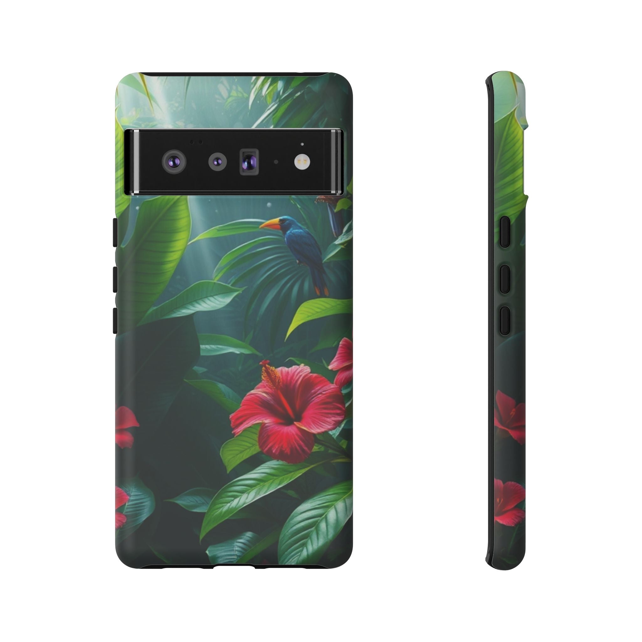 Android OR iPhone Compatible Cases - Tropical Flower & Bird Design - Unique Tough Cases