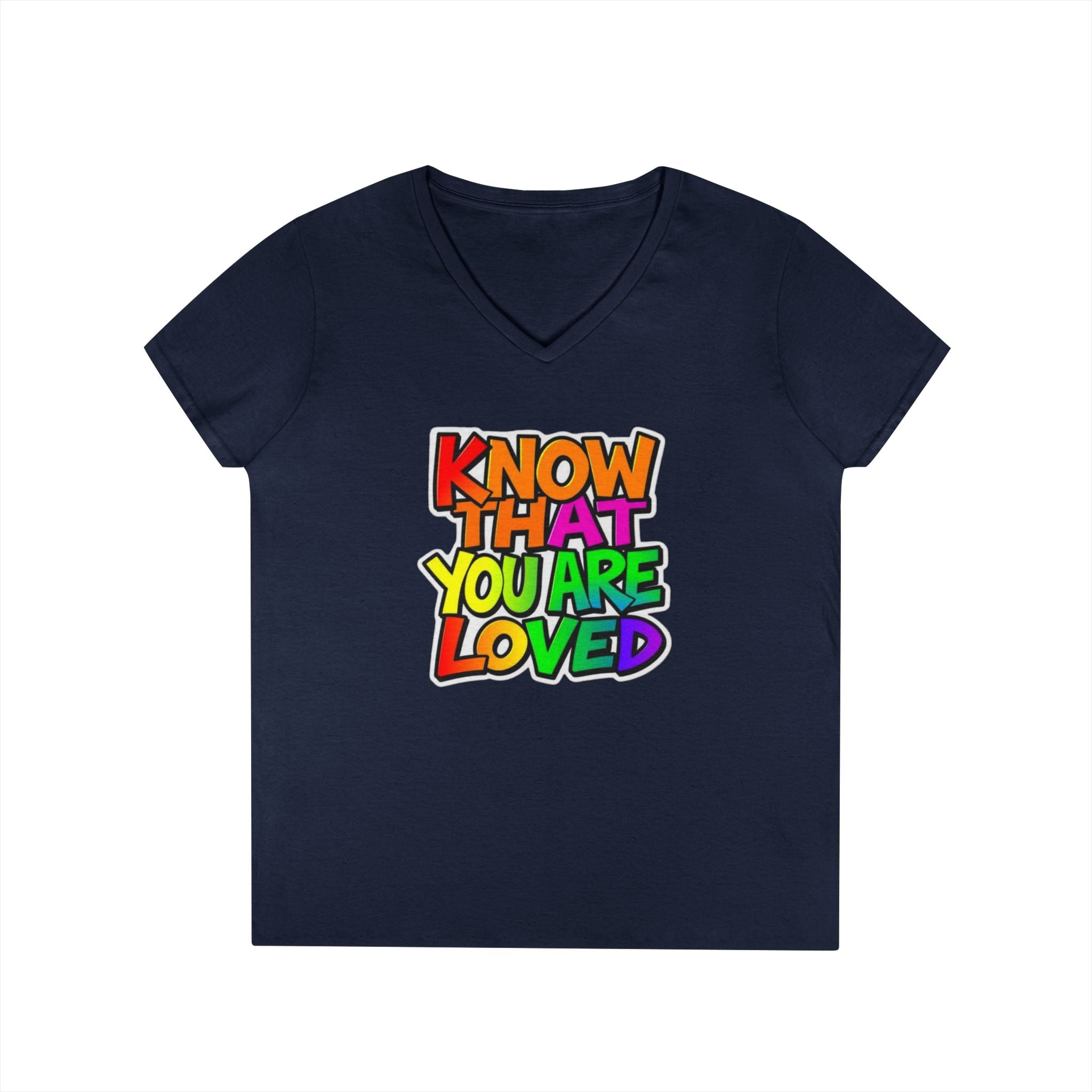 Inspirational Ladies' V-Neck T-Shirt - 'Know That You Are Loved'