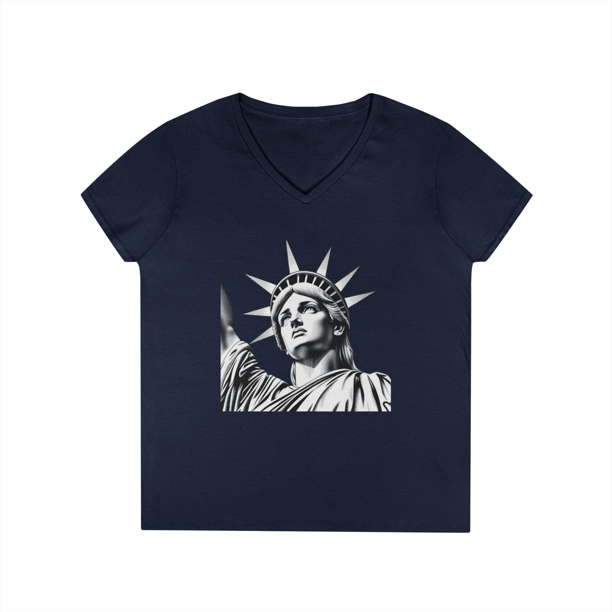 Liberty Graphic Ladies' V-Neck T-Shirt - Empowering Women's Tee for Casual Wear