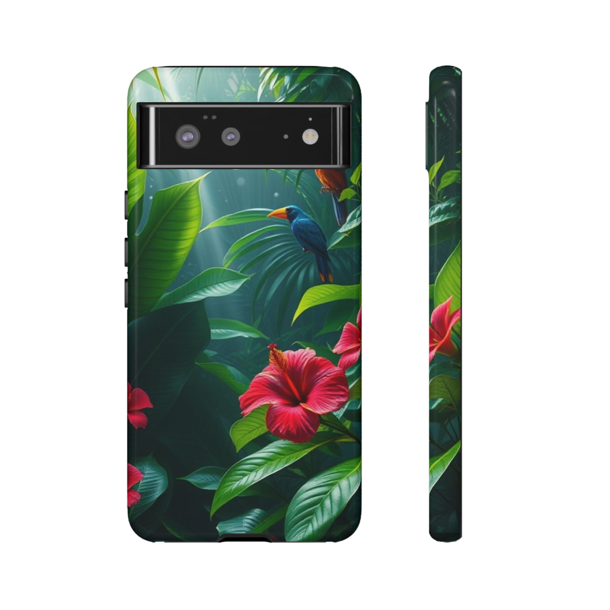 Android OR iPhone Compatible Cases - Tropical Flower & Bird Design - Unique Tough Cases