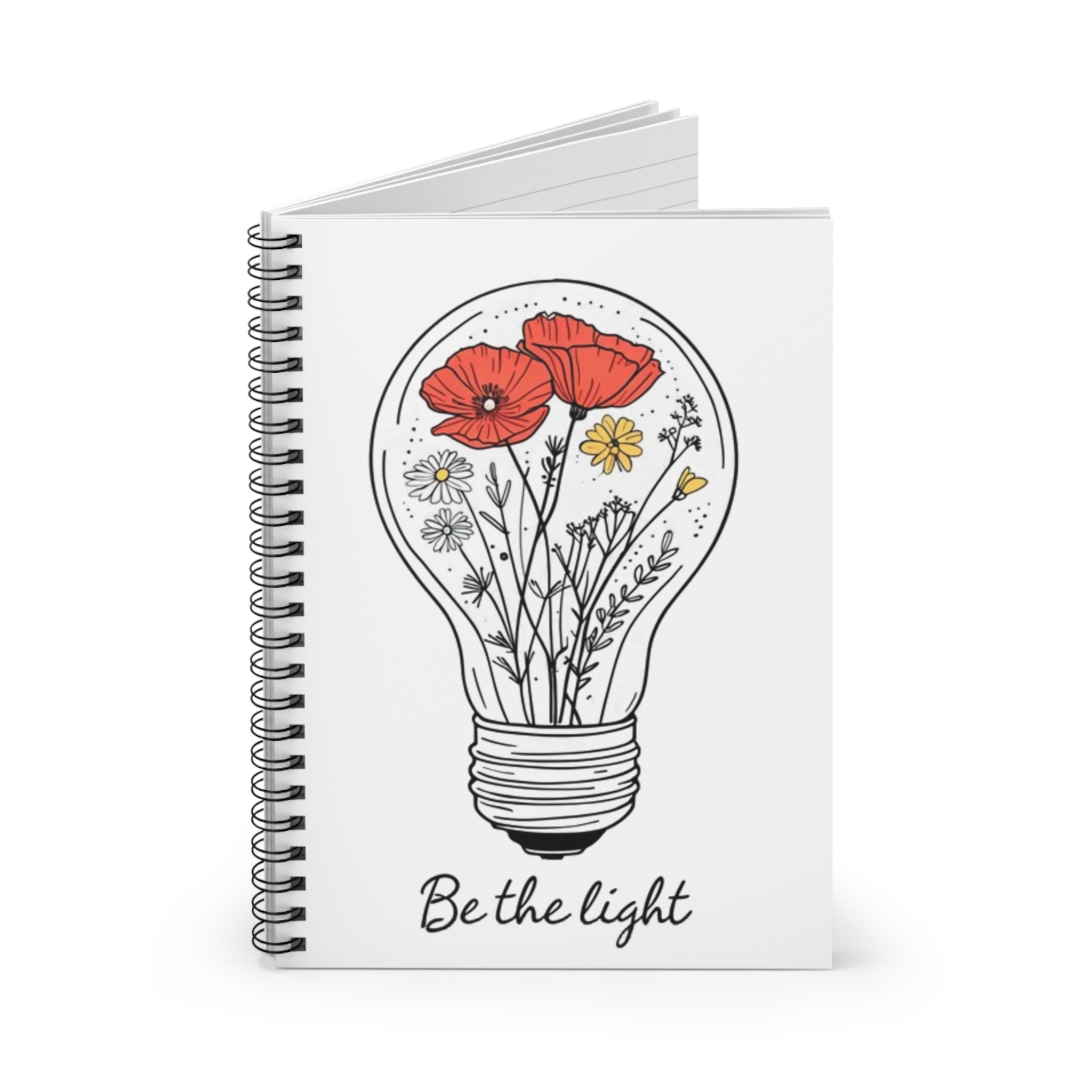 Be The Light Floral Spiral Notebook - Inspirational Ruled Journal for Creative Souls