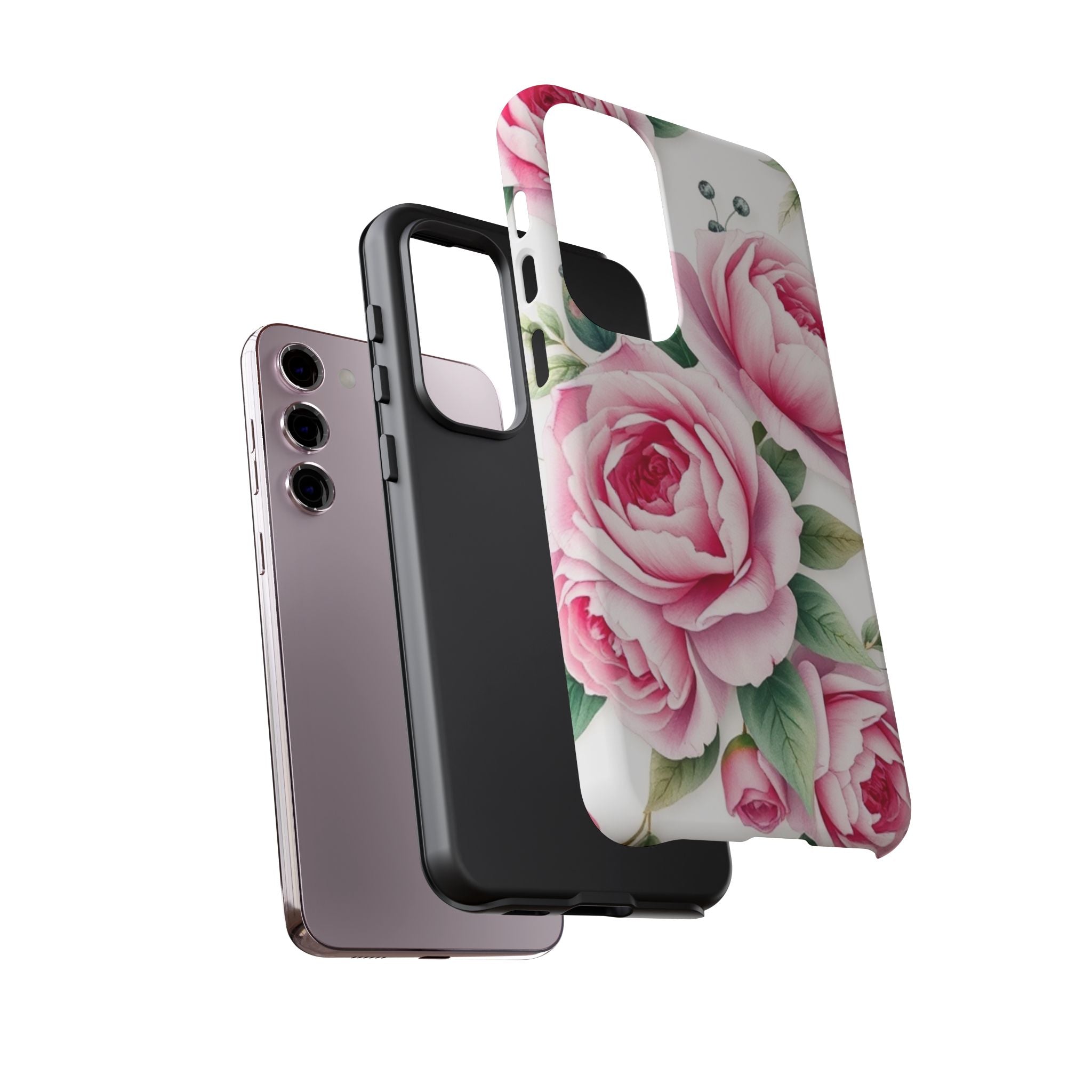 Android OR iPhone Compatible Cases - Pink Flower Design - Unique Tough Cases