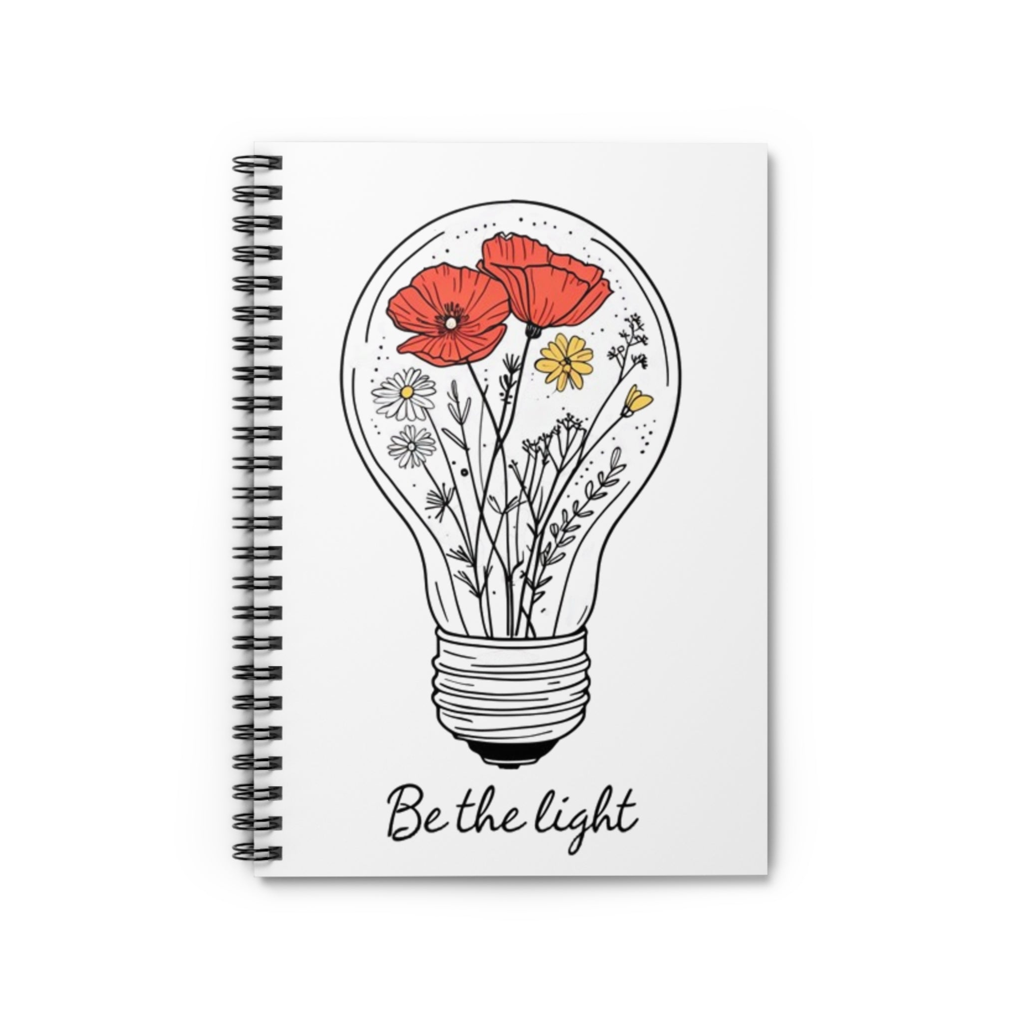 Be The Light Floral Spiral Notebook - Inspirational Ruled Journal for Creative Souls