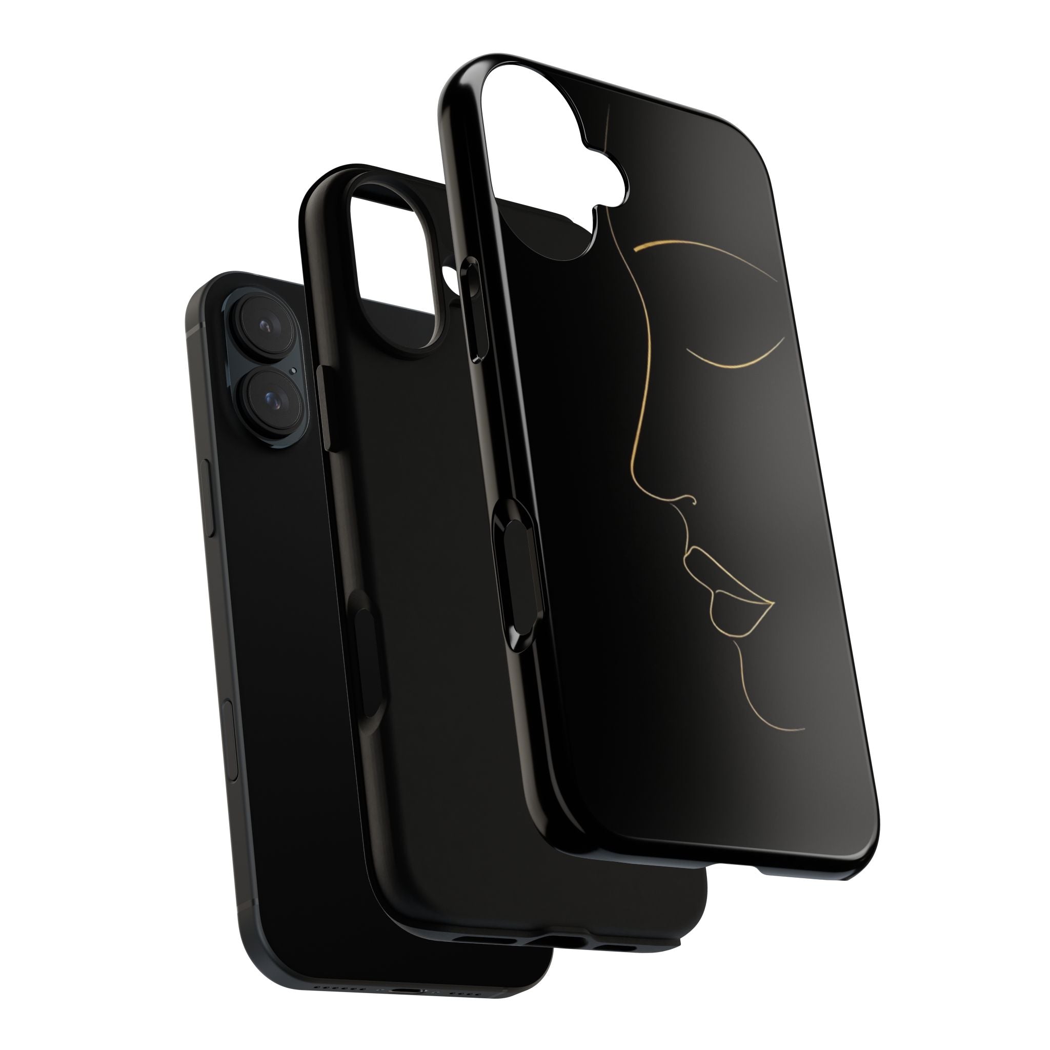 Android OR iPhone Compatible Cases - Gold Line Face Design - Unique Tough Cases