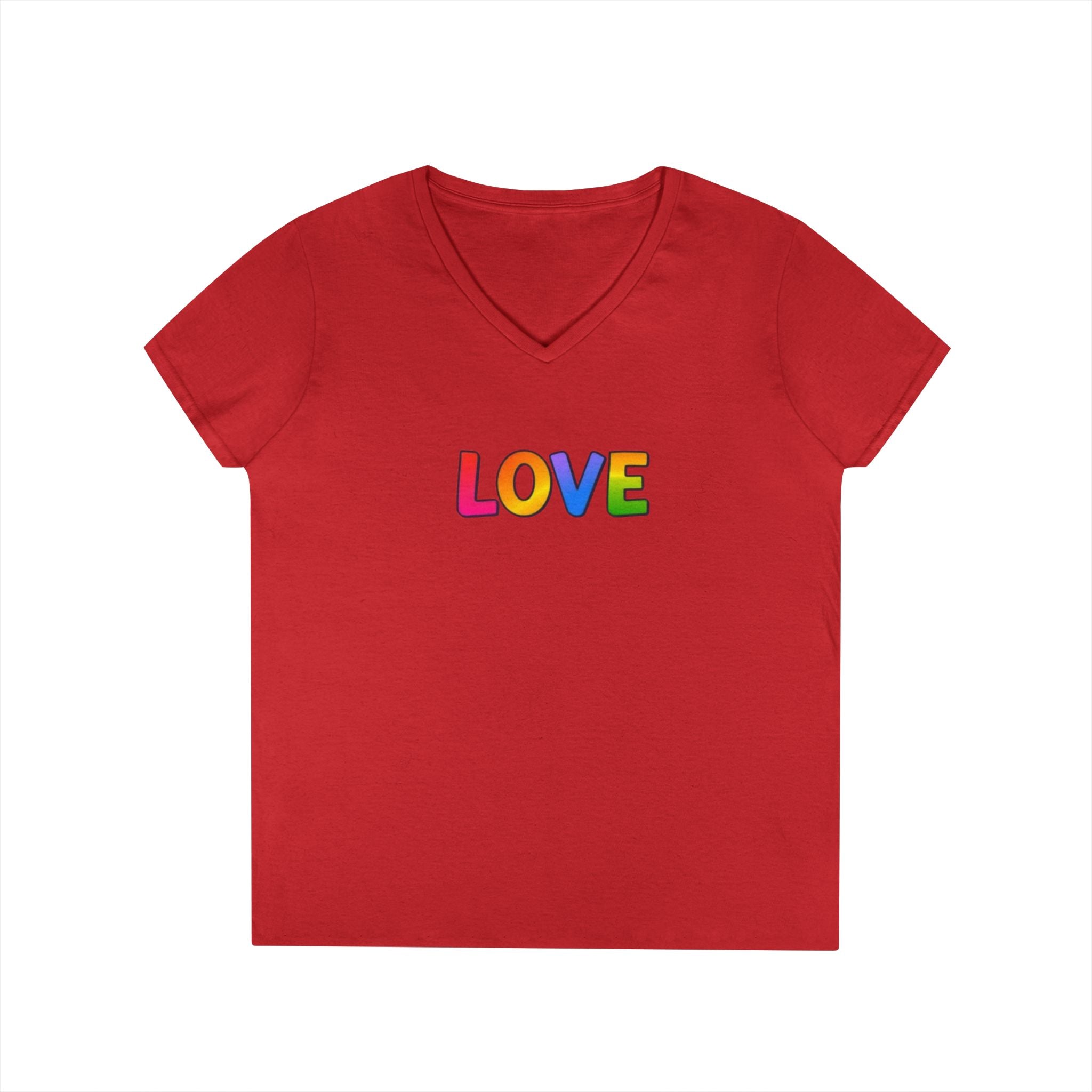 Colorful Love Ladies' V-Neck T-Shirt - Perfect for Everyday Wear and Celebrations
