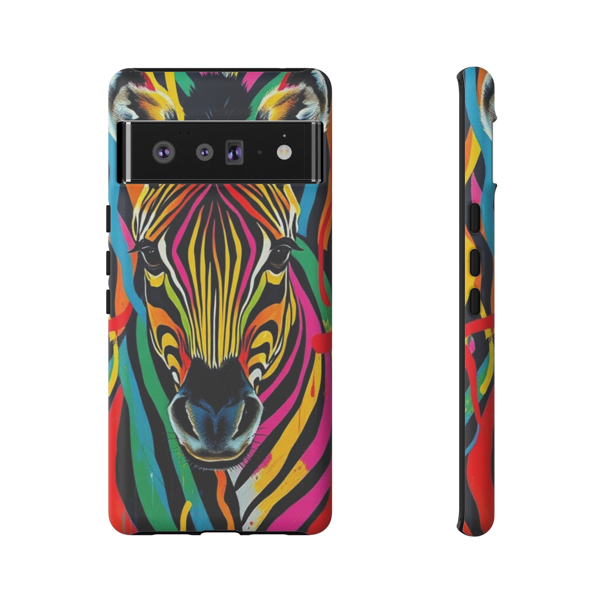 Android OR iPhone Compatible Cases - Rainbow Zebra Design - Unique Tough Cases