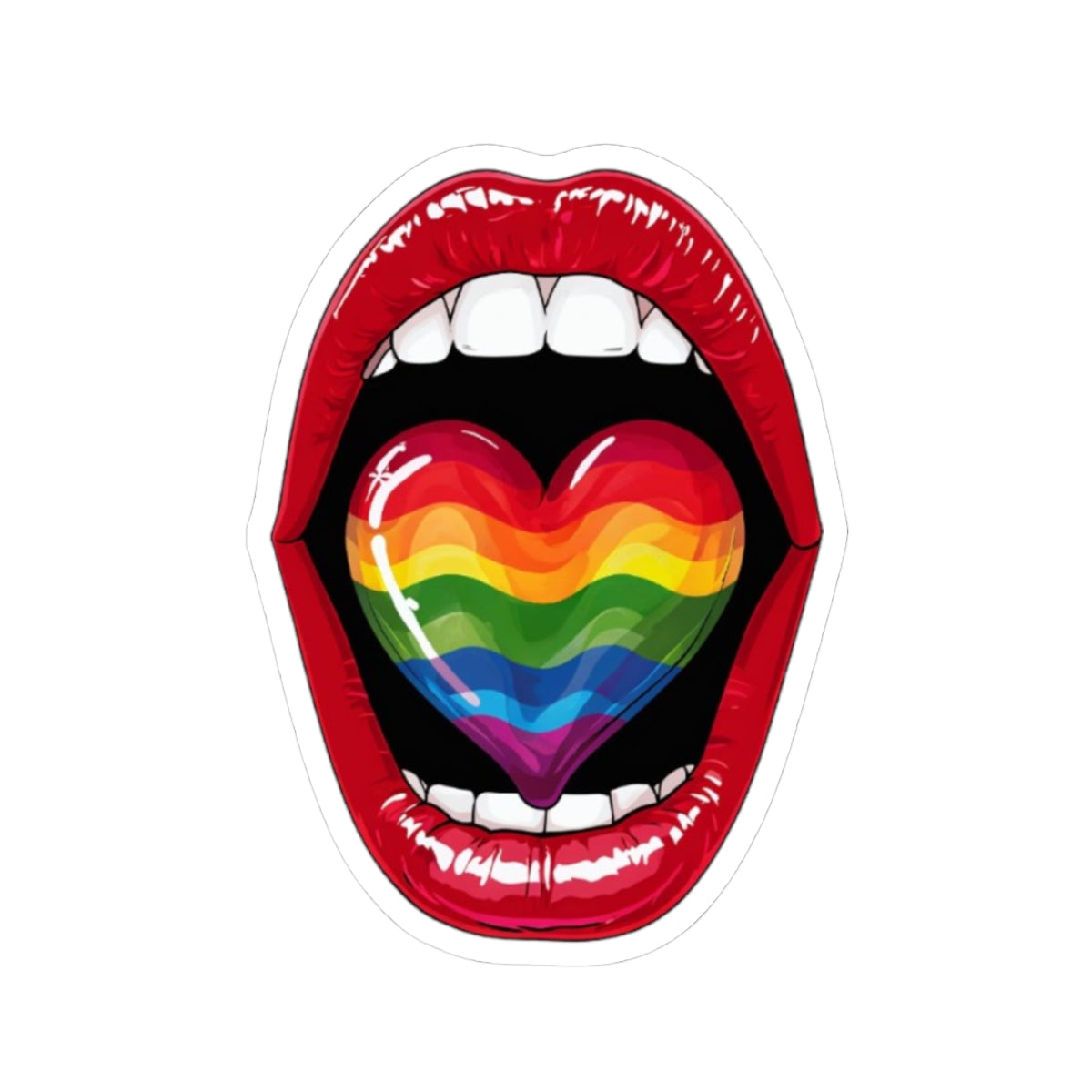Colorful Rainbow Heart Tongue-Cut Stickers - Fun and Vibrant LGBTQ+ Pride Decals
