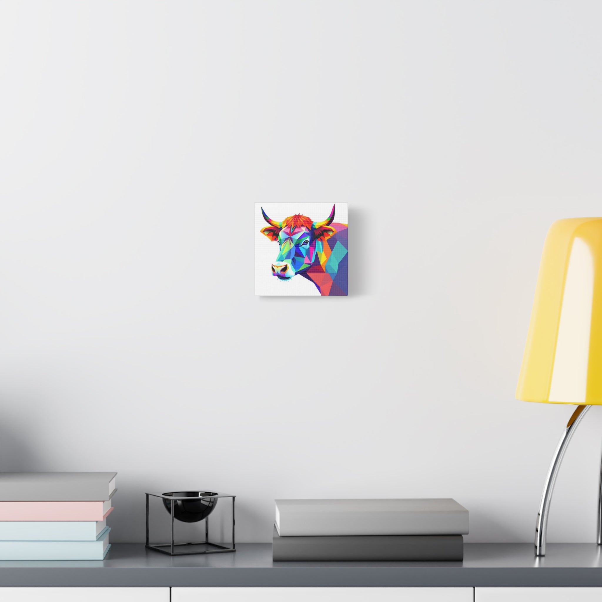 Colorful Cow Canvas Art - Vibrant Stretched Wall Decor for Animal Lovers