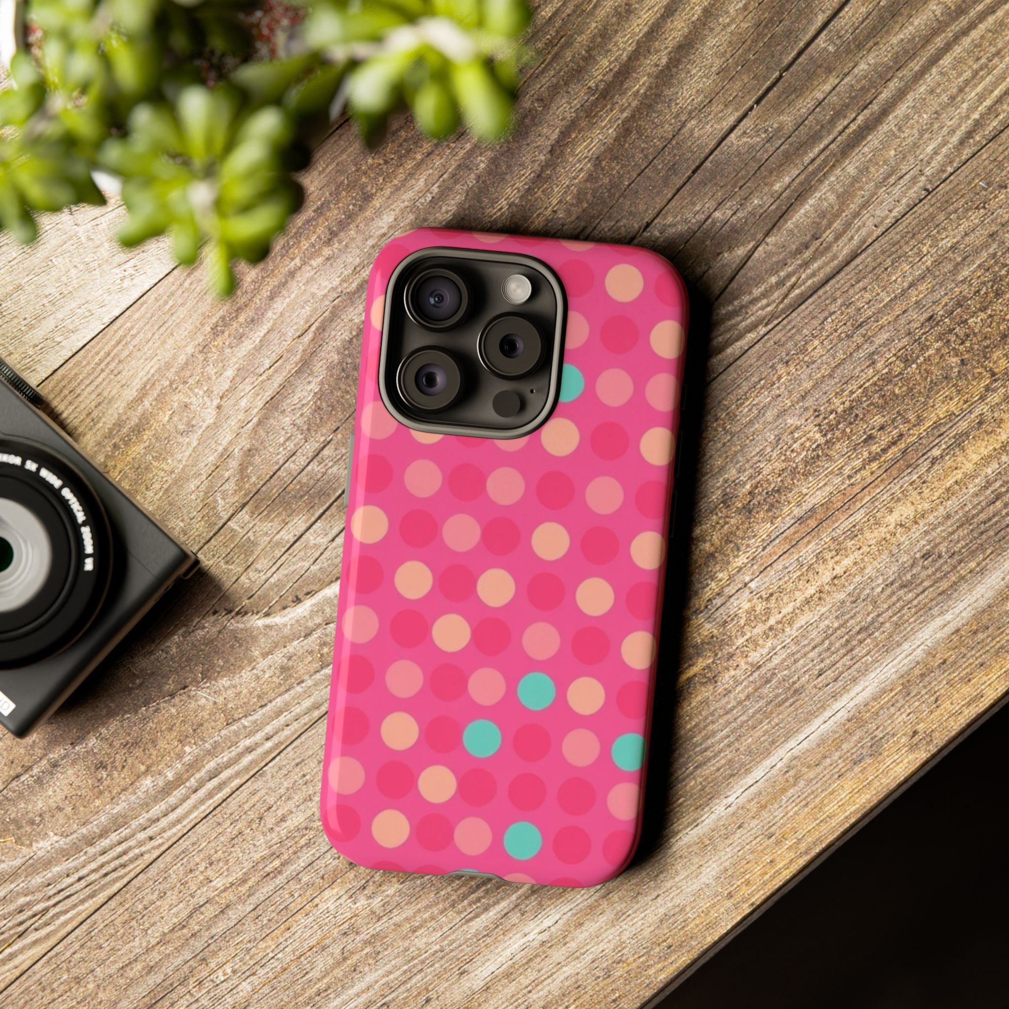 Android OR iPhone Protective Cases - Retro Polka Dots Pattern Tough Case