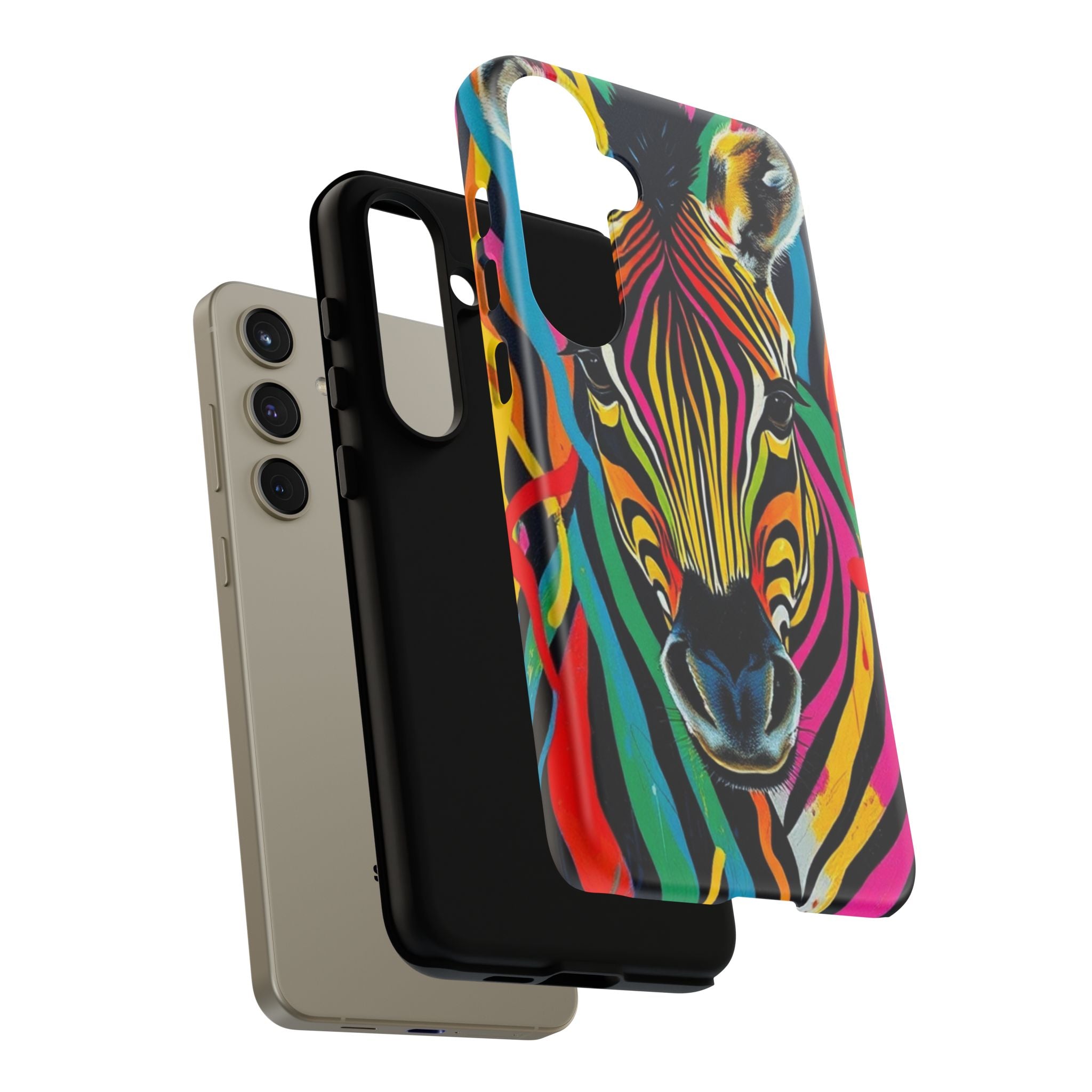 Android OR iPhone Compatible Cases - Rainbow Zebra Design - Unique Tough Cases