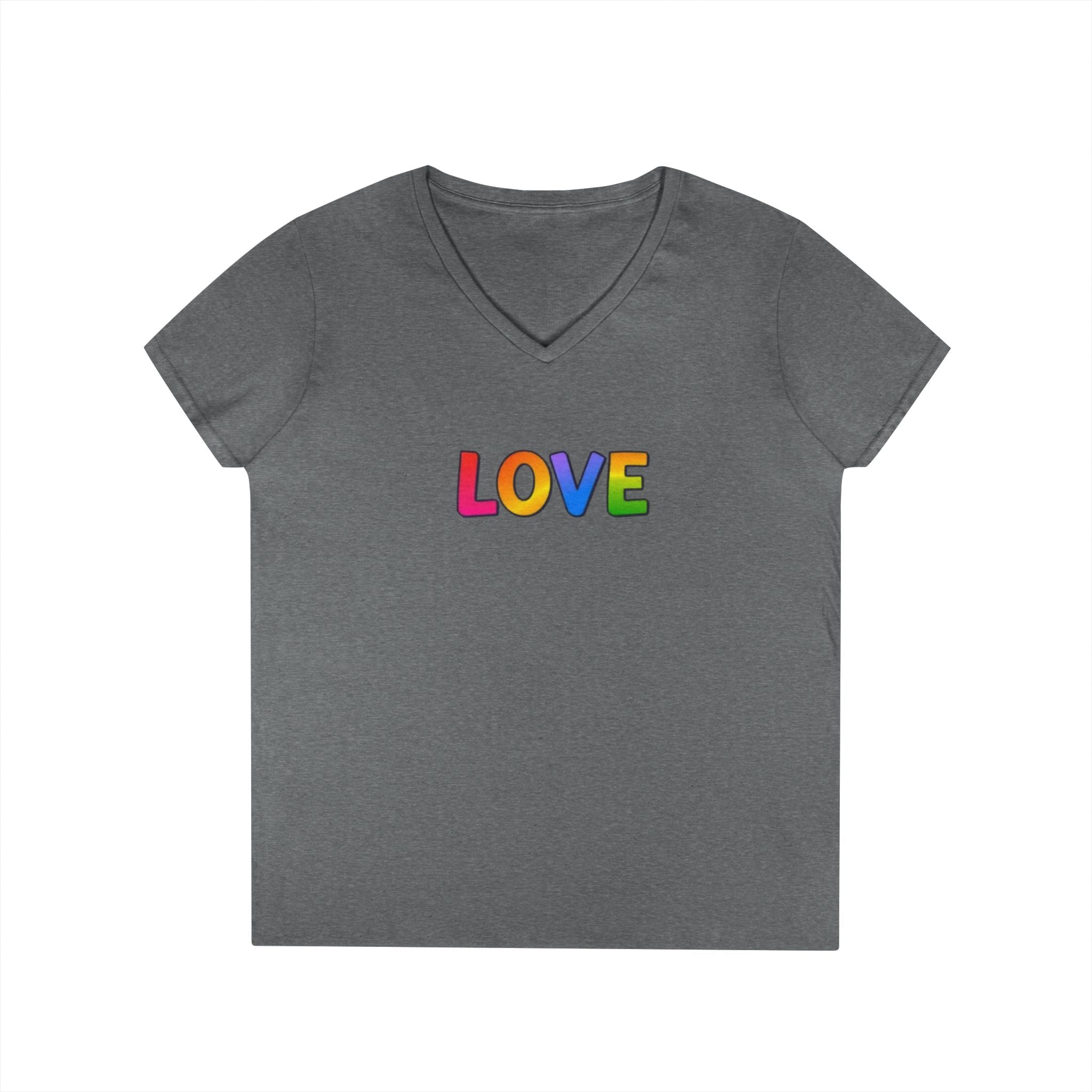 Colorful Love Ladies' V-Neck T-Shirt - Perfect for Everyday Wear and Celebrations