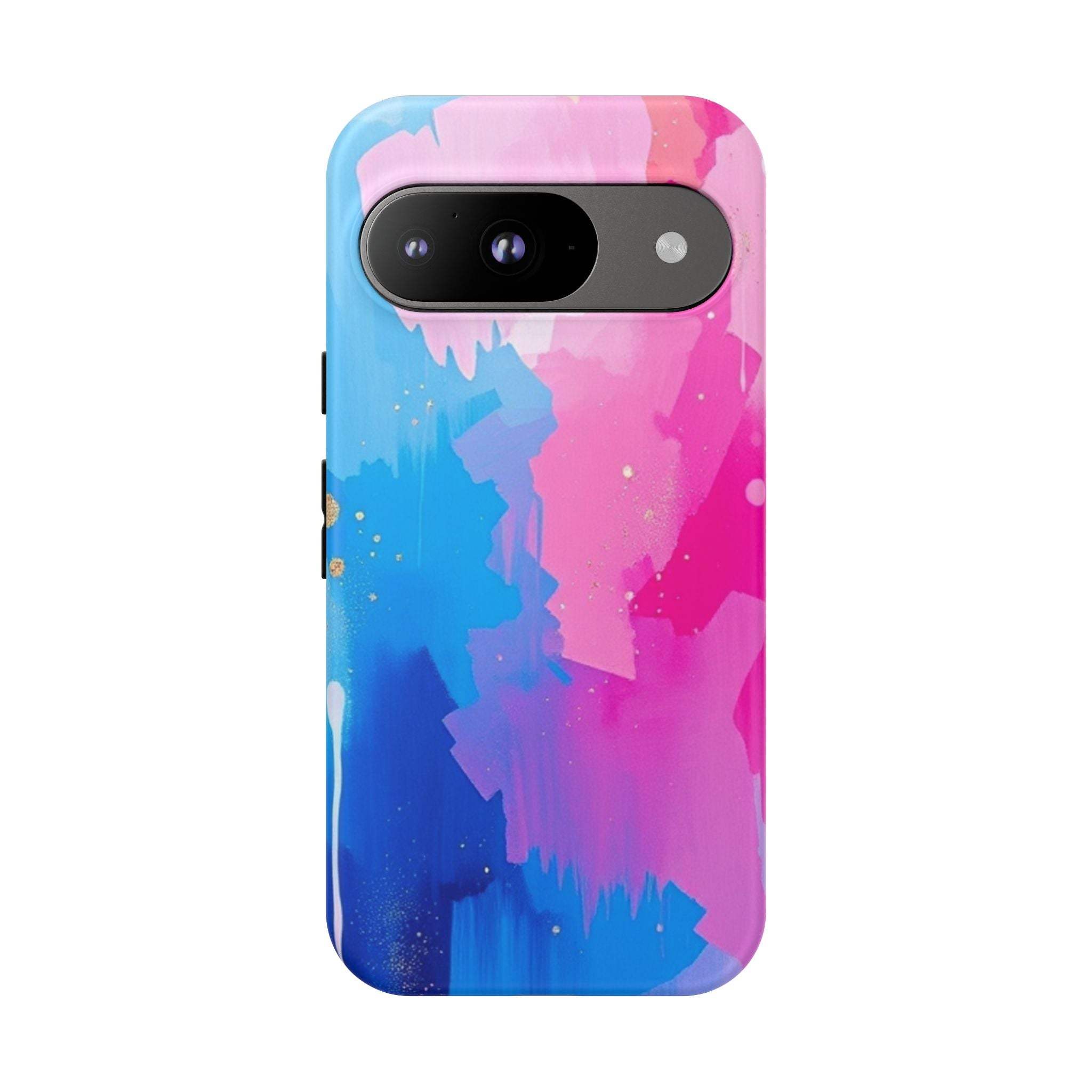 Android OR iPhone Compatible Cases - Pink and Blue Color Splash Design