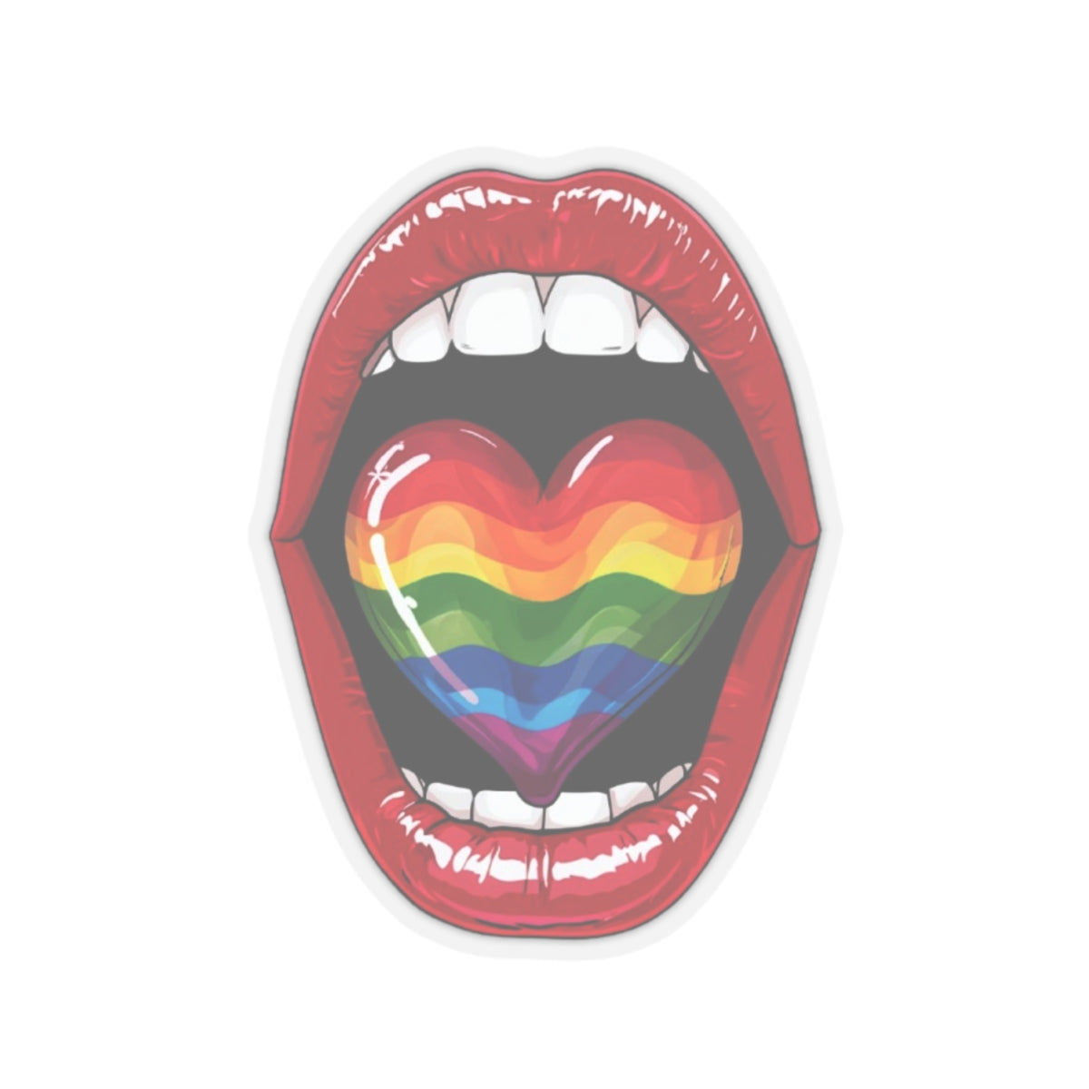 Colorful Rainbow Heart Tongue-Cut Stickers - Fun and Vibrant LGBTQ+ Pride Decals