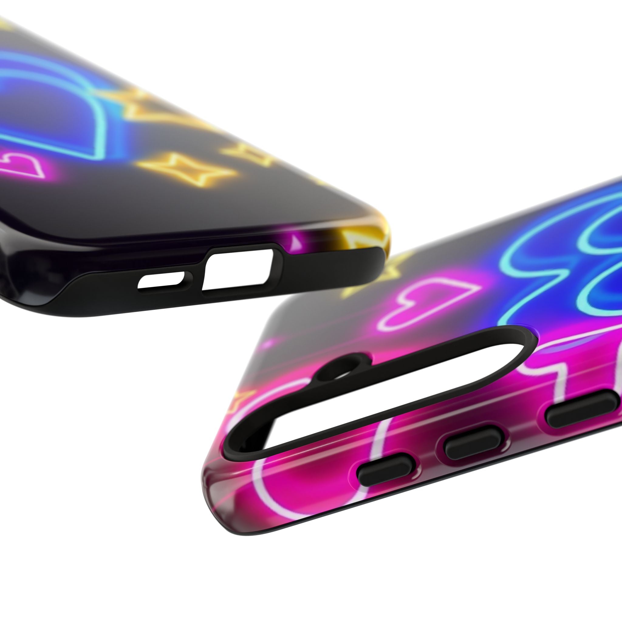 Android OR iPhone Compatible Cases - Neon Love Design - Unique Tough Cases