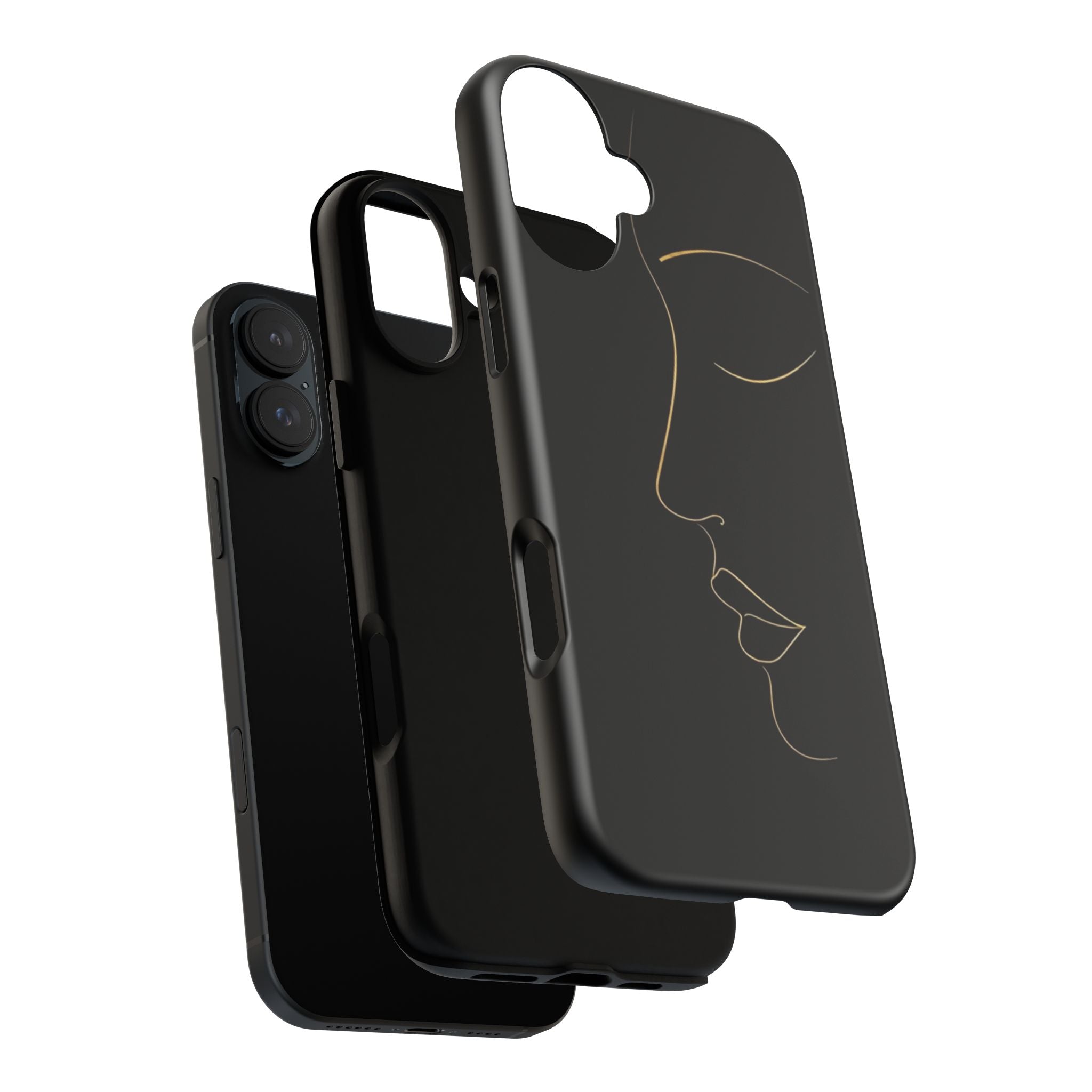 Android OR iPhone Compatible Cases - Gold Line Face Design - Unique Tough Cases