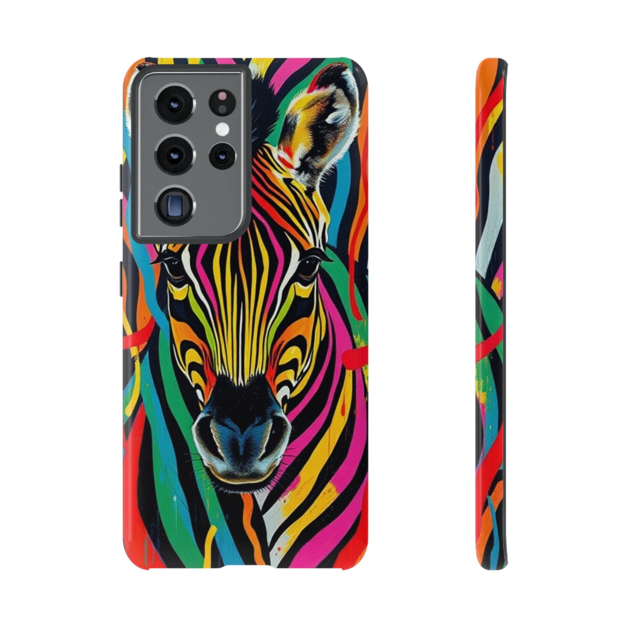 Android OR iPhone Compatible Cases - Rainbow Zebra Design - Unique Tough Cases