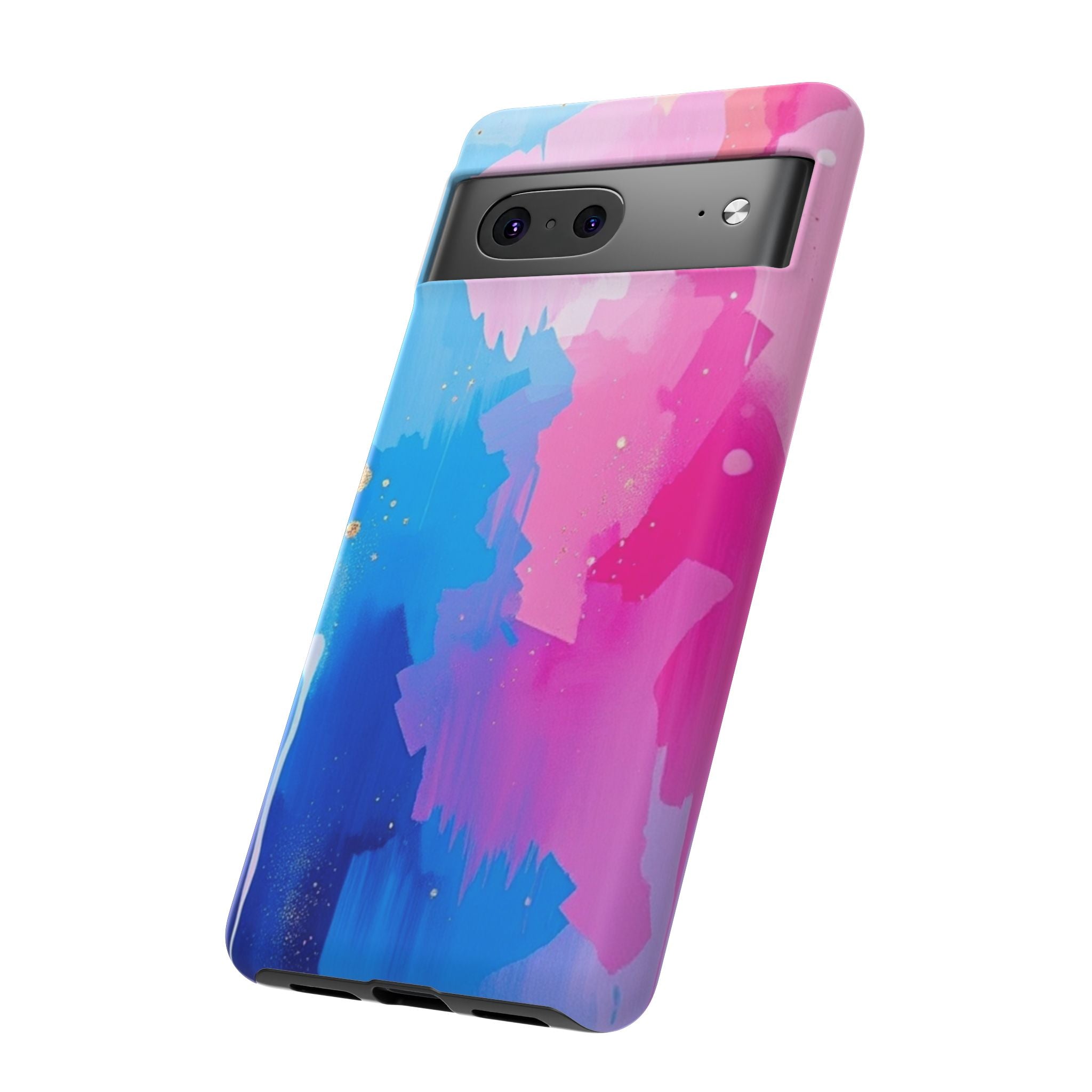 Android OR iPhone Compatible Cases - Pink and Blue Color Splash Design